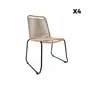 SWEEEK Table de jardin MARINGA bois et métal, 150cm + 4 chaises de jardin en corde BRASILIA, empilables