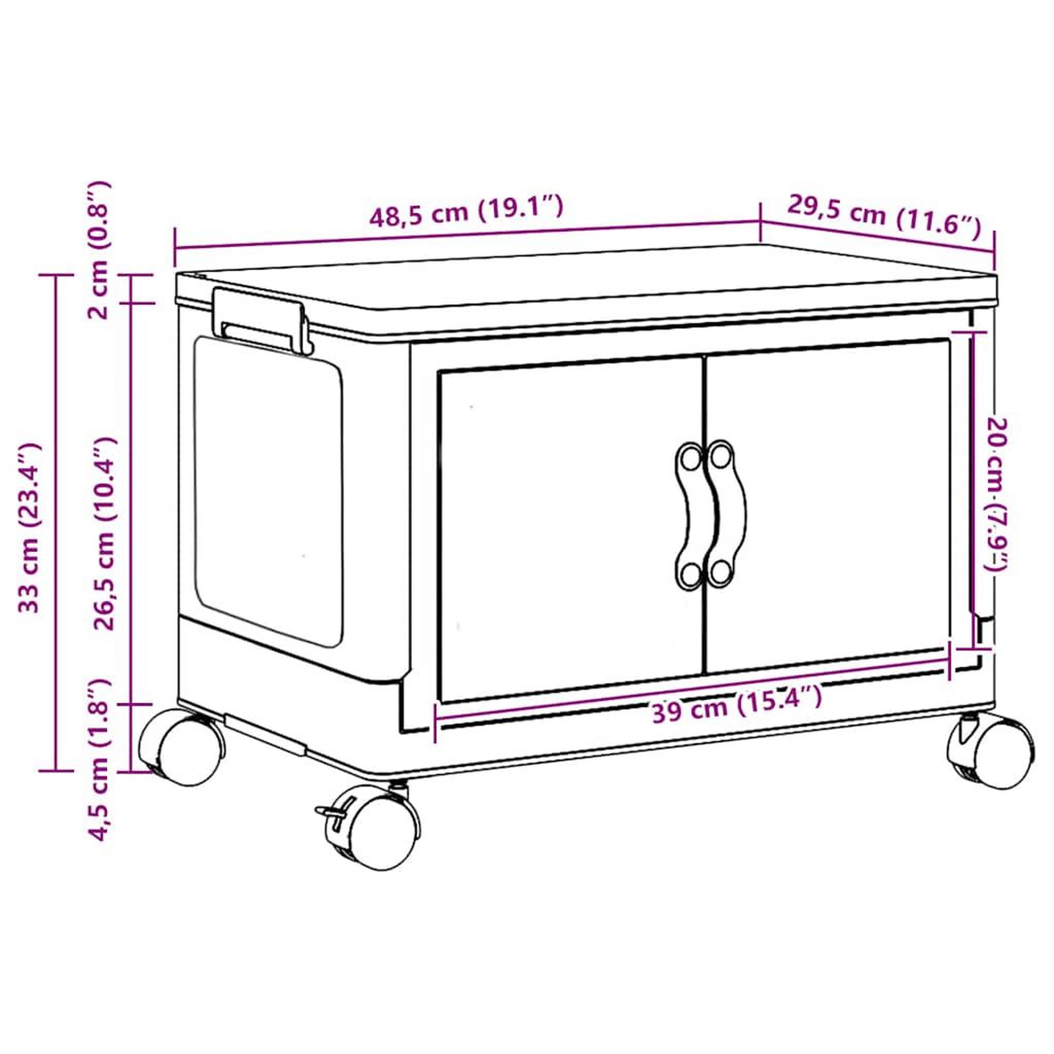 Voir la diapositive 6 : VIDAXL Boîte de rangement empilable avec roues 28 L 48,5x29,5x33 cm
