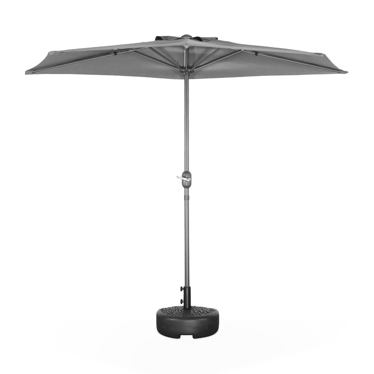 SWEEEK Parasol de balcon Ø250cm  – CALVI – Demi-parasol droit, mât central en aluminium avec manivelle d'ouverture