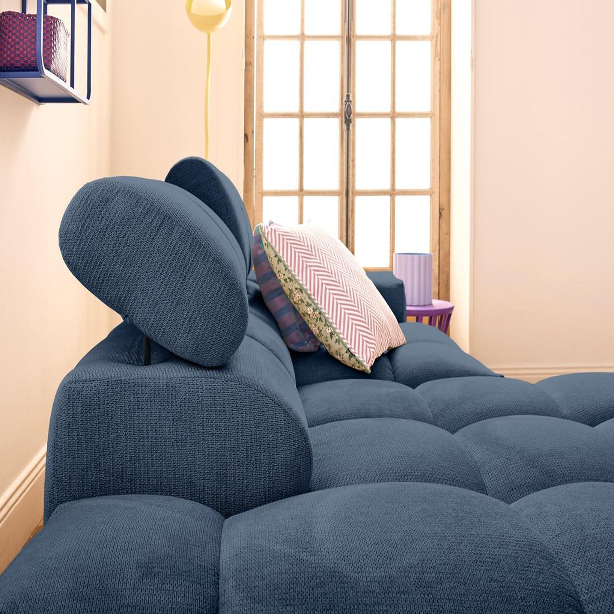 Voir la diapositive 3 : LISA DESIGN Matera - canapé d'angle gauche 4 places avec têtières réglables en tissu texturé