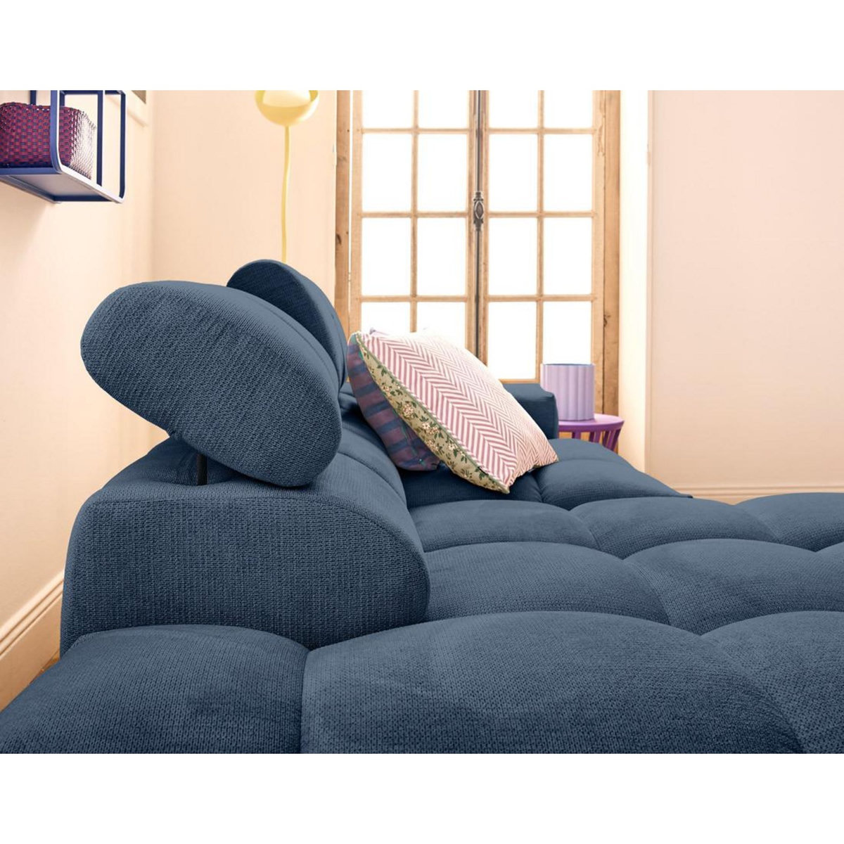 LISA DESIGN Matera - canapé d'angle gauche 3 places avec têtières réglables en tissu texturé