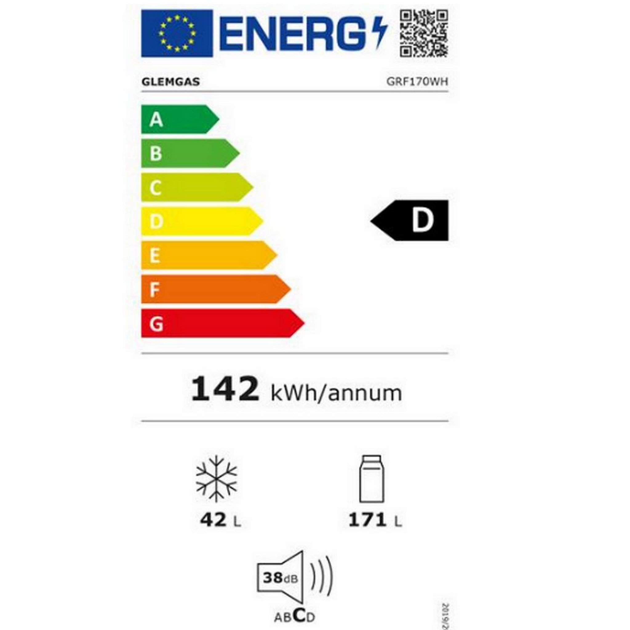 Voir la diapositive 2 : Glem Réfrigérateur combiné 145cm 212l blanc - grf170wh