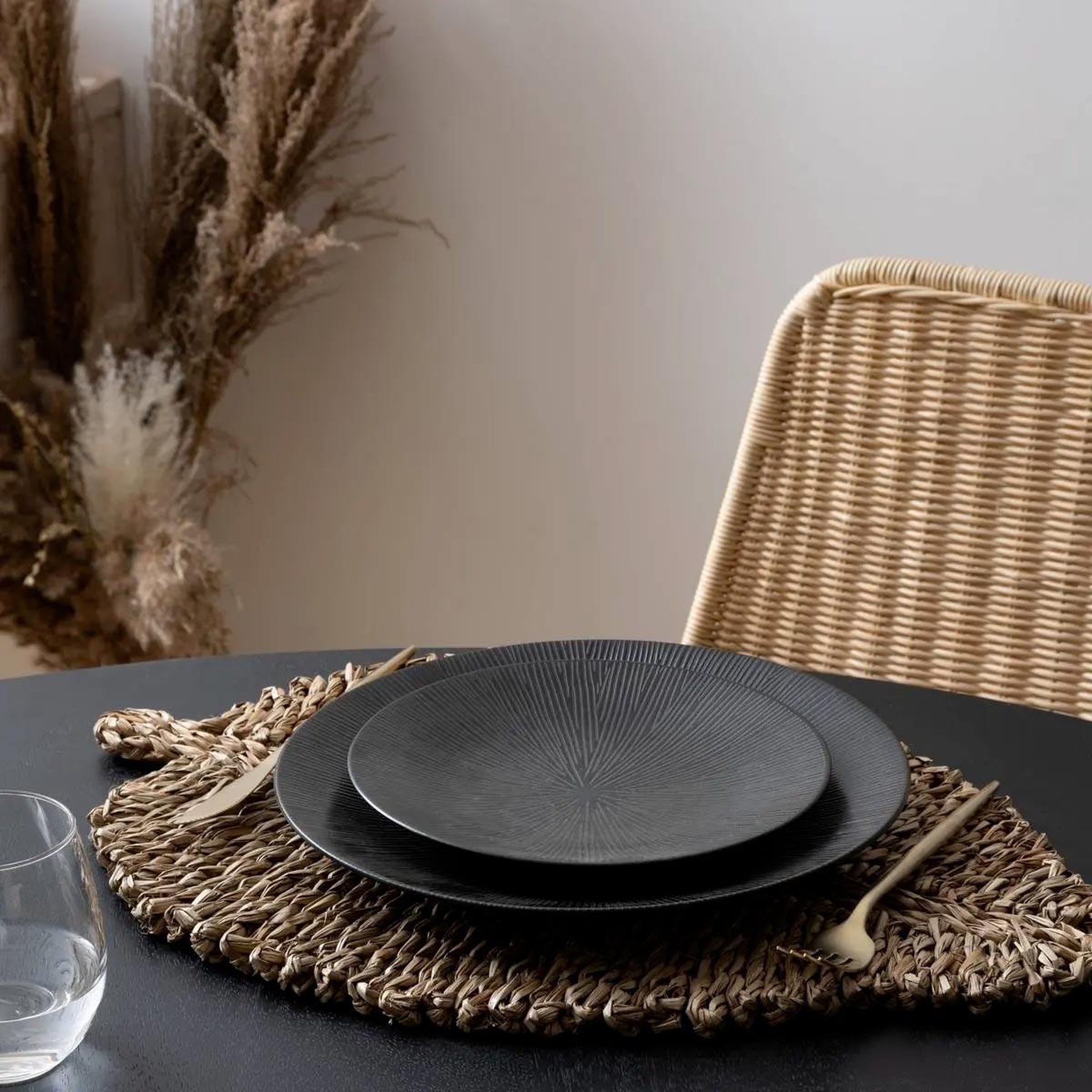 Voir la diapositive 3 : SECRET DE GOURMET Set de table en roseau  feuille  33x48cm naturel