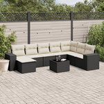 VIDAXL Salon de jardin 9 pcs avec coussins noir resine tressee