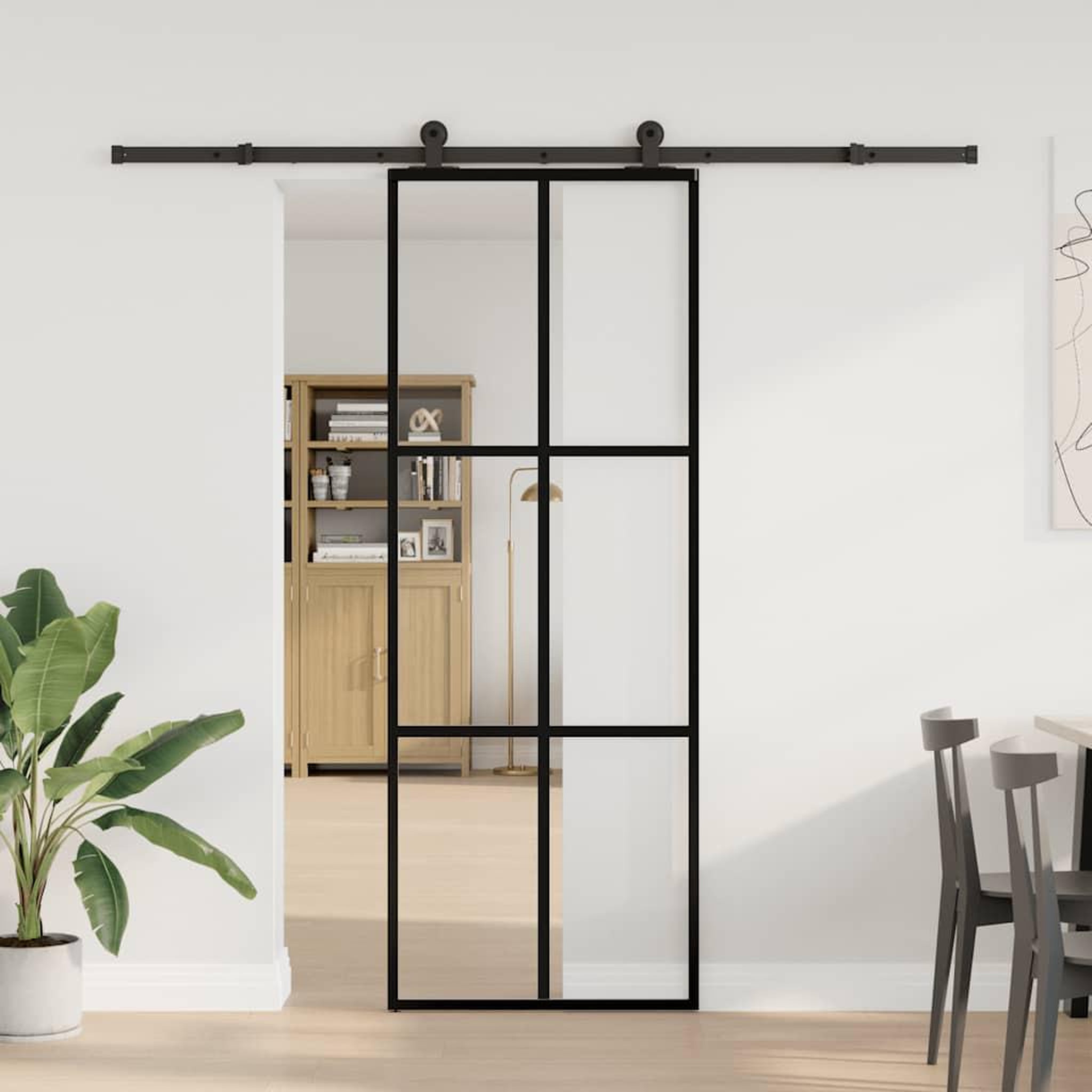 Voir la diapositive 2 : VIDAXL Porte coulissante avec kit de quincaillerie 76x205 cm Verre ESG