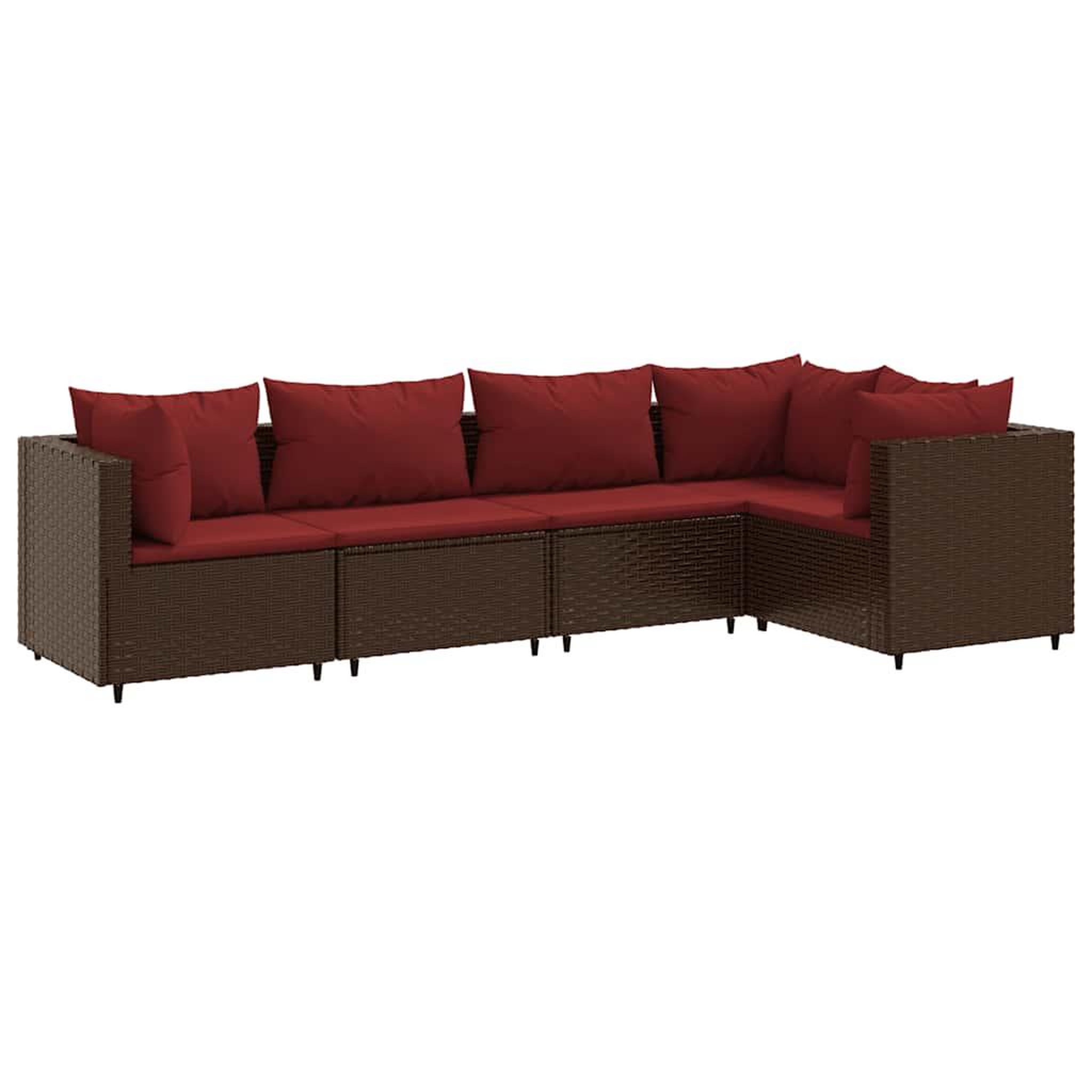 Voir la diapositive 2 : VIDAXL Salon de jardin 5 pcs avec coussins Marron Resine tressee
