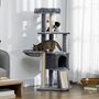 PAWHUT Arbre à chat multi-équipement griffoirs grattoirs plateforme niche hamac jeu boule suspendue gris