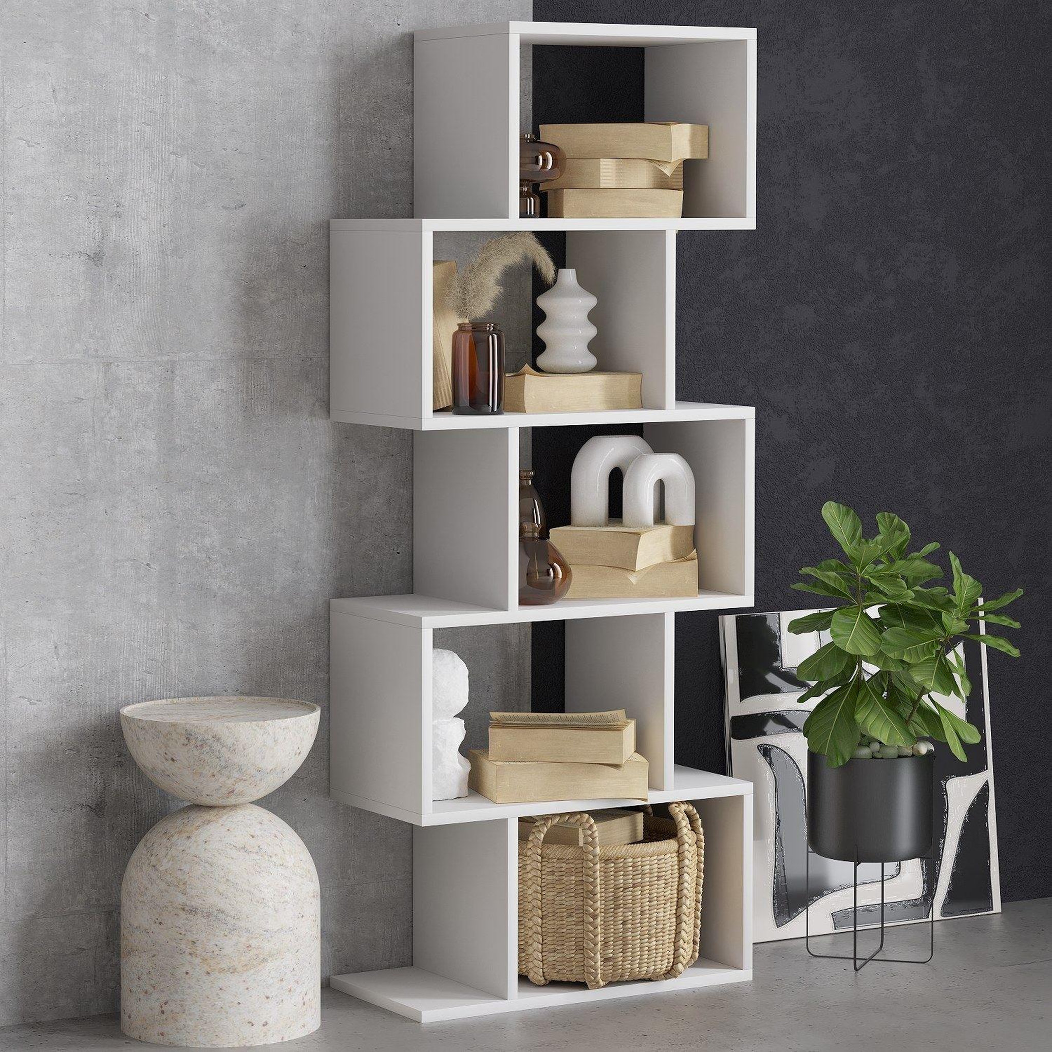 Voir la diapositive 3 : Habitat et Jardin Bibliothèque en bois  Meric  60 x 30 x 150 cm - Blanc