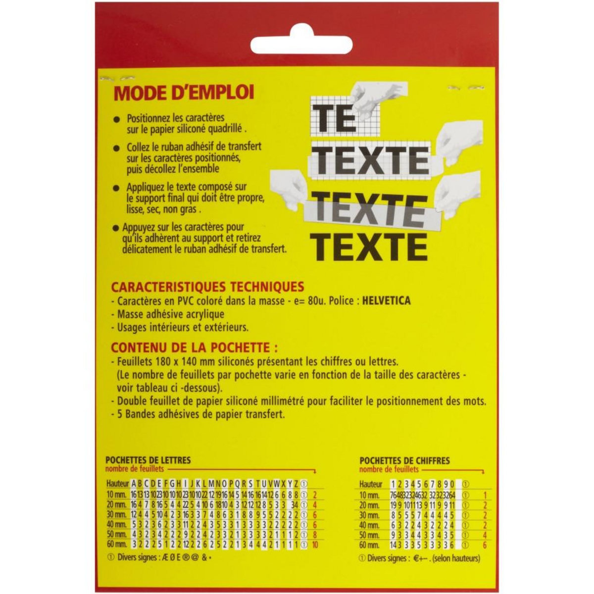 CENTRALE BRICO Chiffre autocollant sur planche en plastique