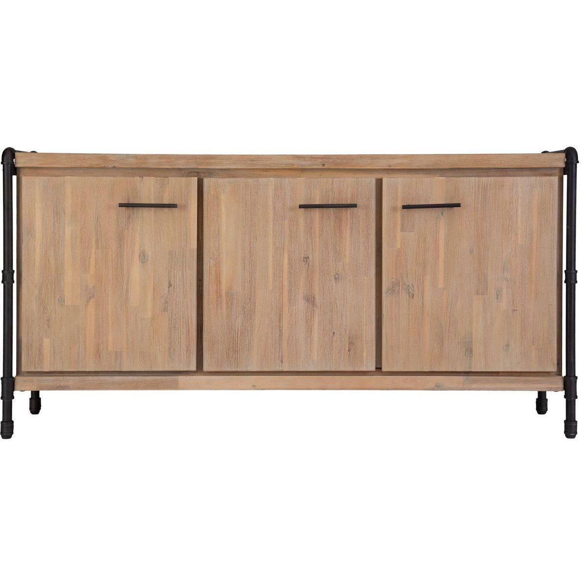 ATMOSPHERA Buffet design bois et métal industriel Siam - L. 160 x H. 80 cm - Noir