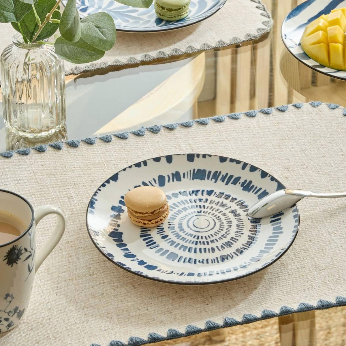 SECRET DE GOURMET Lot de 6 Assiettes à Dessert  Umami Rayon  19cm Bleu