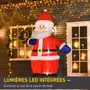 HOMCOM Père Noël gonflable LED 2,4H m avec hotte polyester imperméable rouge