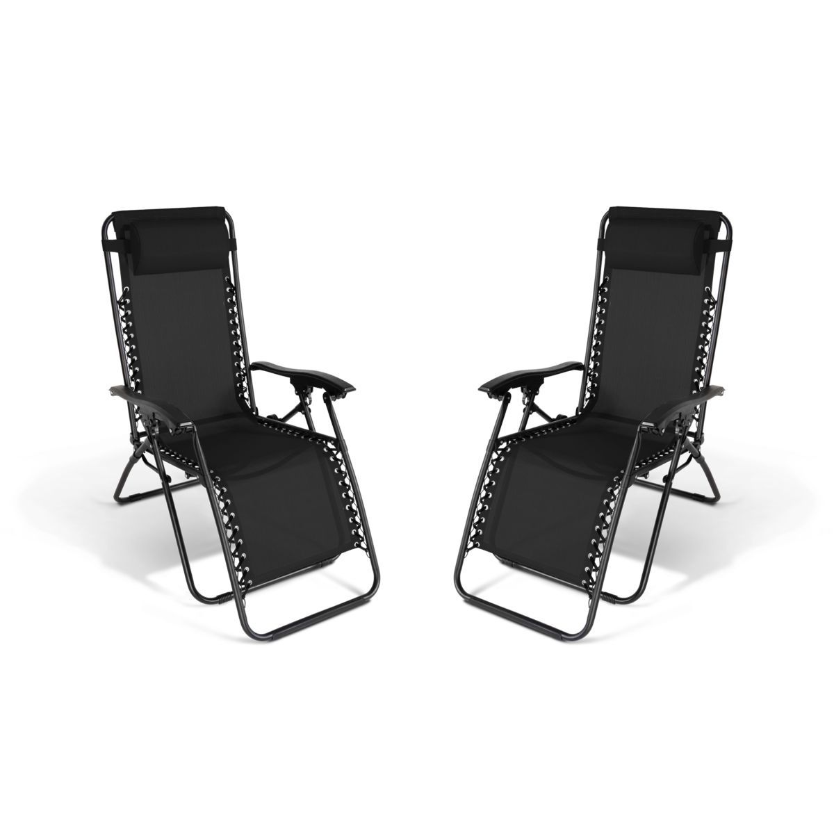 Inkazen Lot de 2 fauteuils de jardin relax noir
