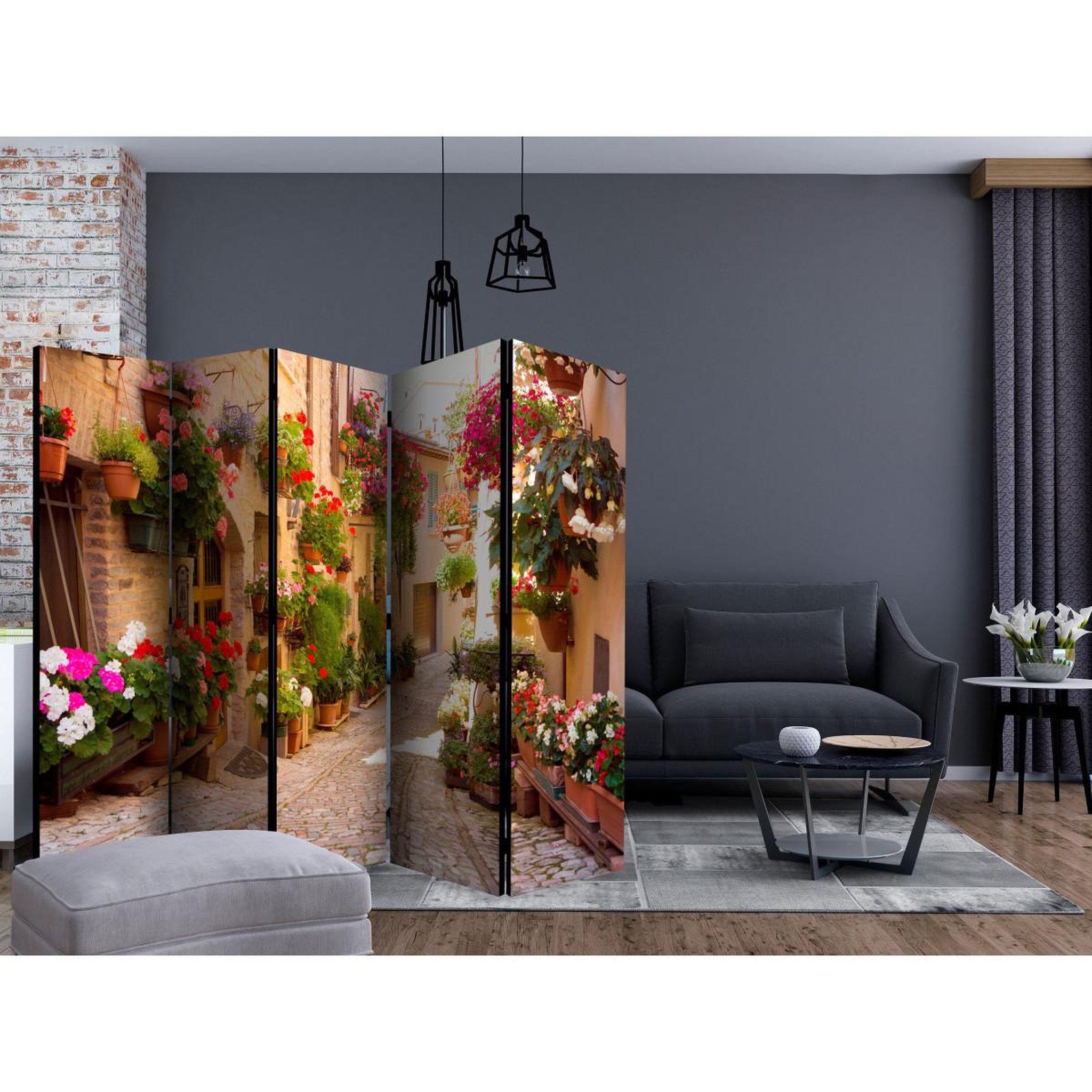 Voir la diapositive 2 : Paris Prix Paravent 5 volets  the alley in spello italy  172x225cm