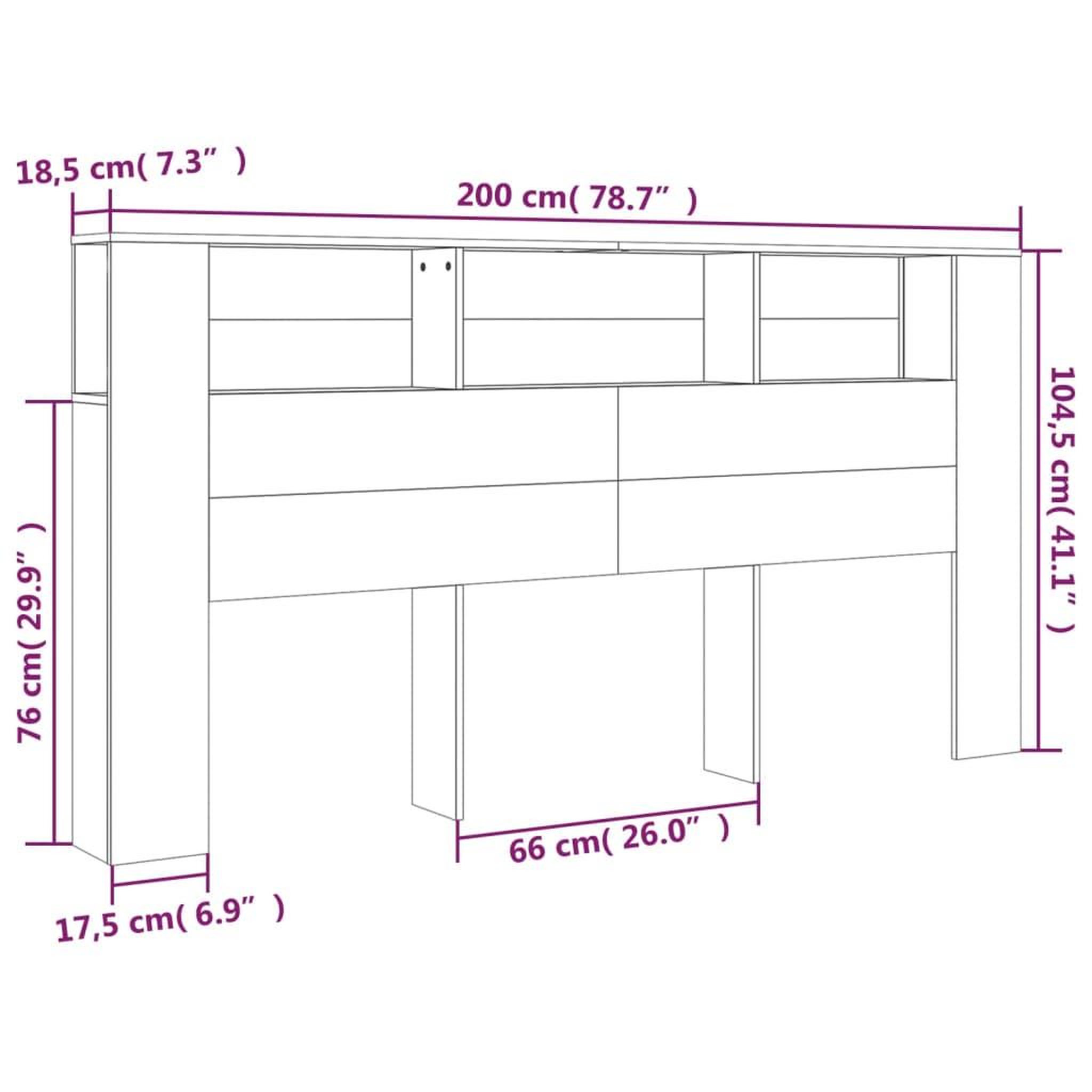 Voir la diapositive 6 : VIDAXL Armoire de tete de lit 200x18,5x104,5 cm bois d'ingenierie