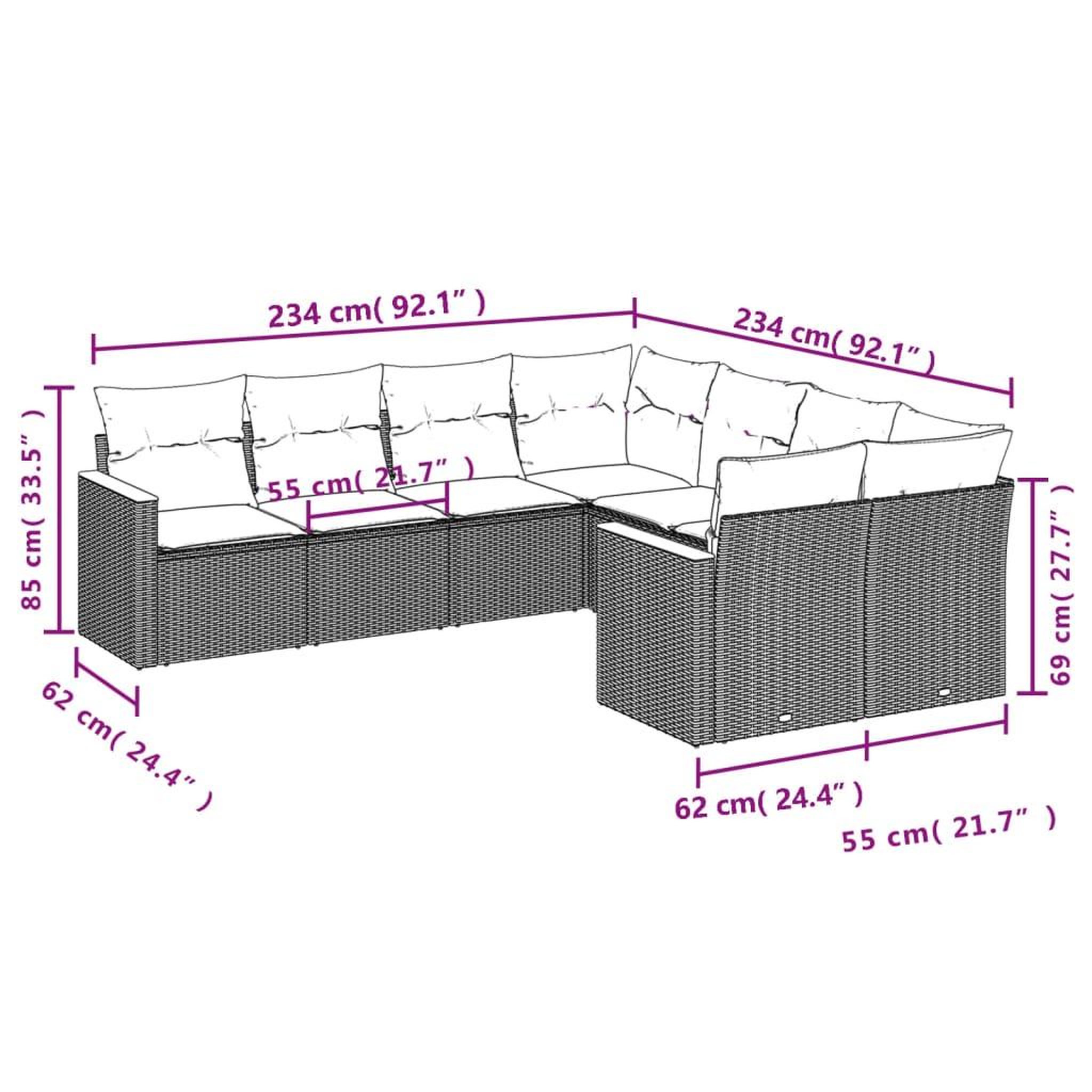 Voir la diapositive 6 : VIDAXL Salon de jardin 8 pcs avec coussins noir resine tressee