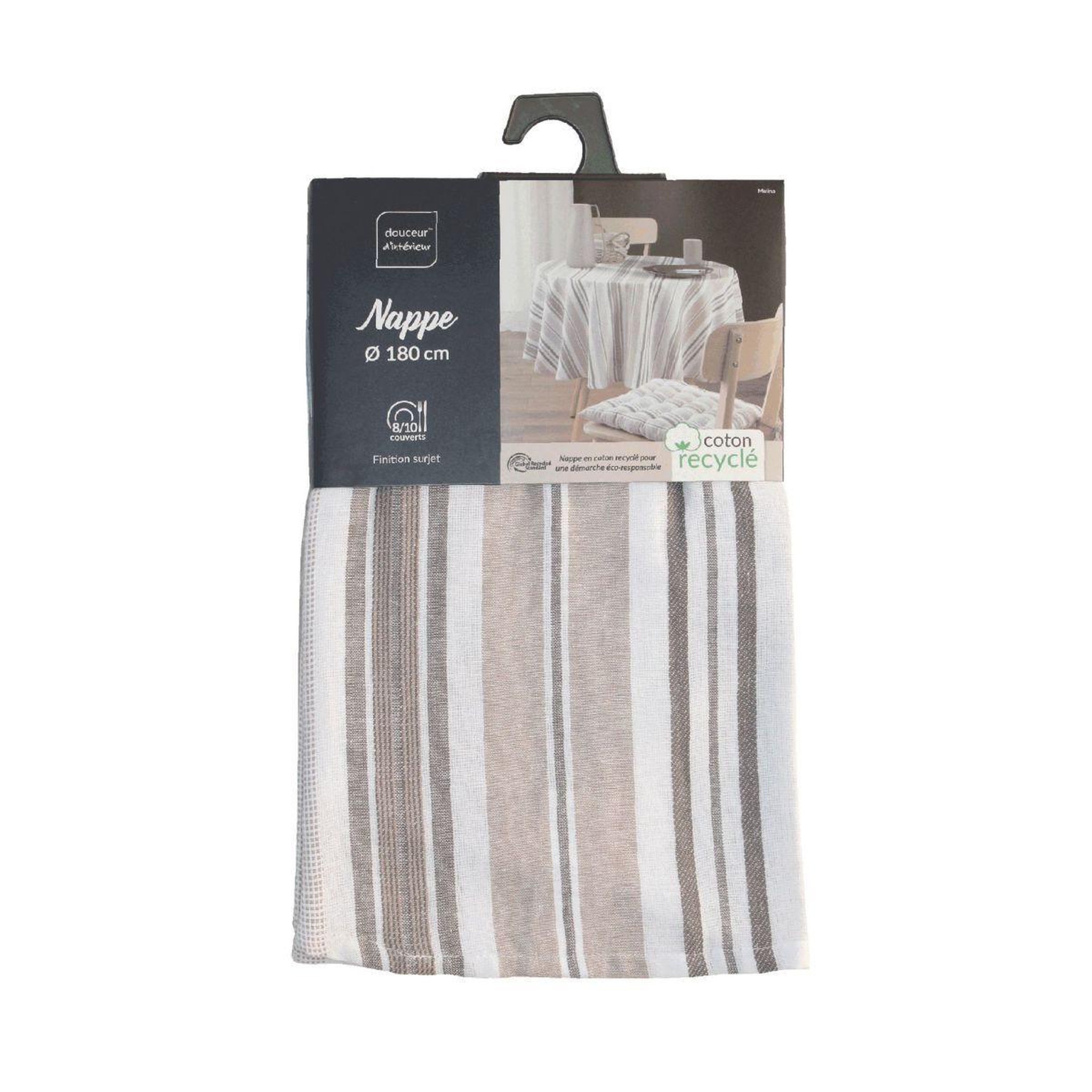 Voir la diapositive 4 : Douceur d'Intérieur Nappe ronde imprimé  melina  180cm gris