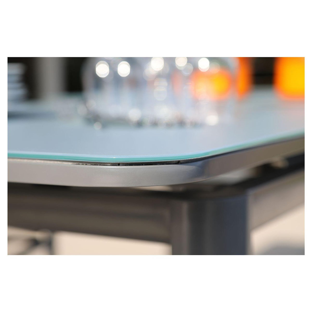 Table de jardin extensible 180/240x100 avec plateau verre texturé FIGUE