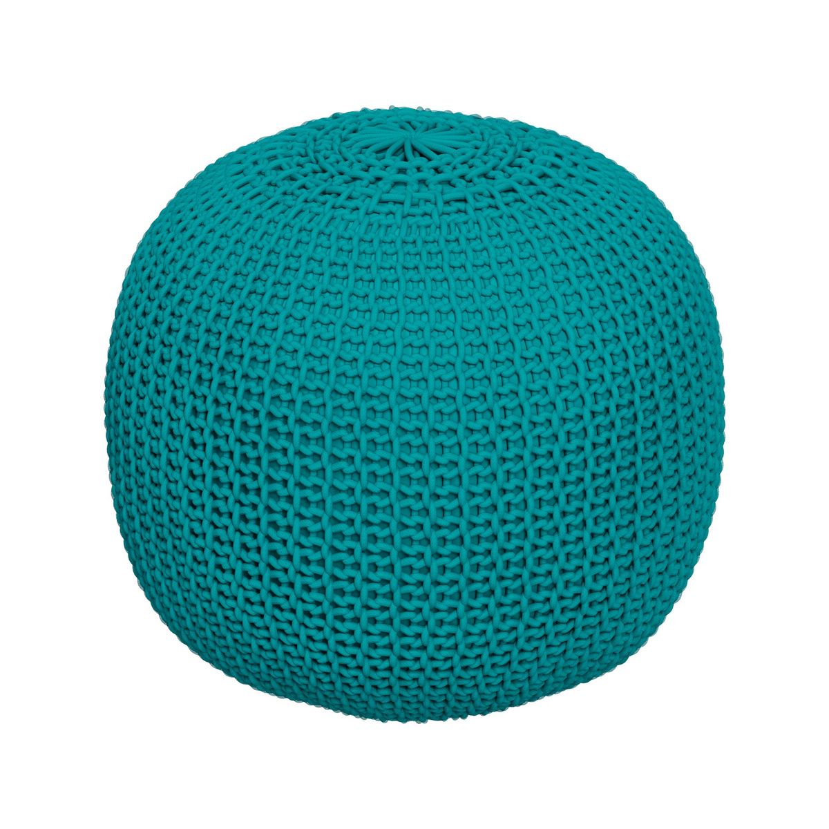 Rendez vous déco Pouf tricot rond en coton jaune moutarde D40 cm - Elisa