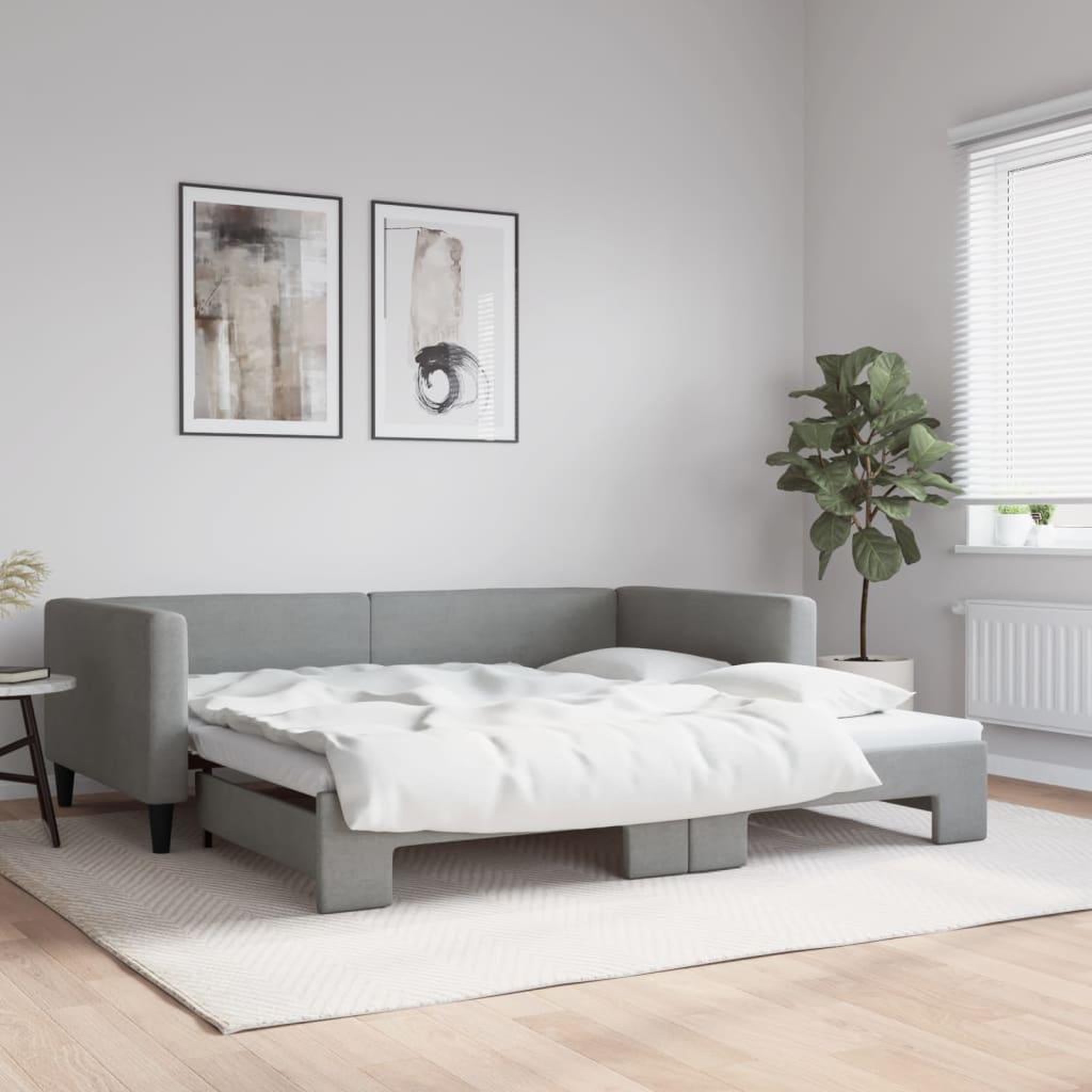 VIDAXL Lit de jour avec gigogne sans matelas gris clair 100x200 cm
