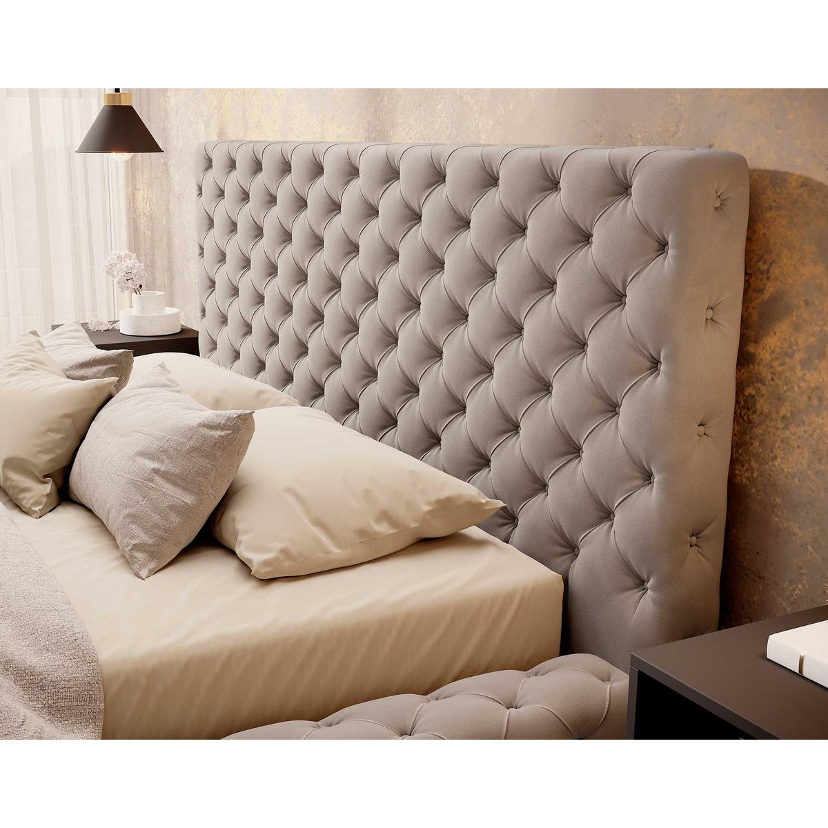 BEST MOBILIER Christiana - lit coffre - 160x200 - sommier inclus - en velours