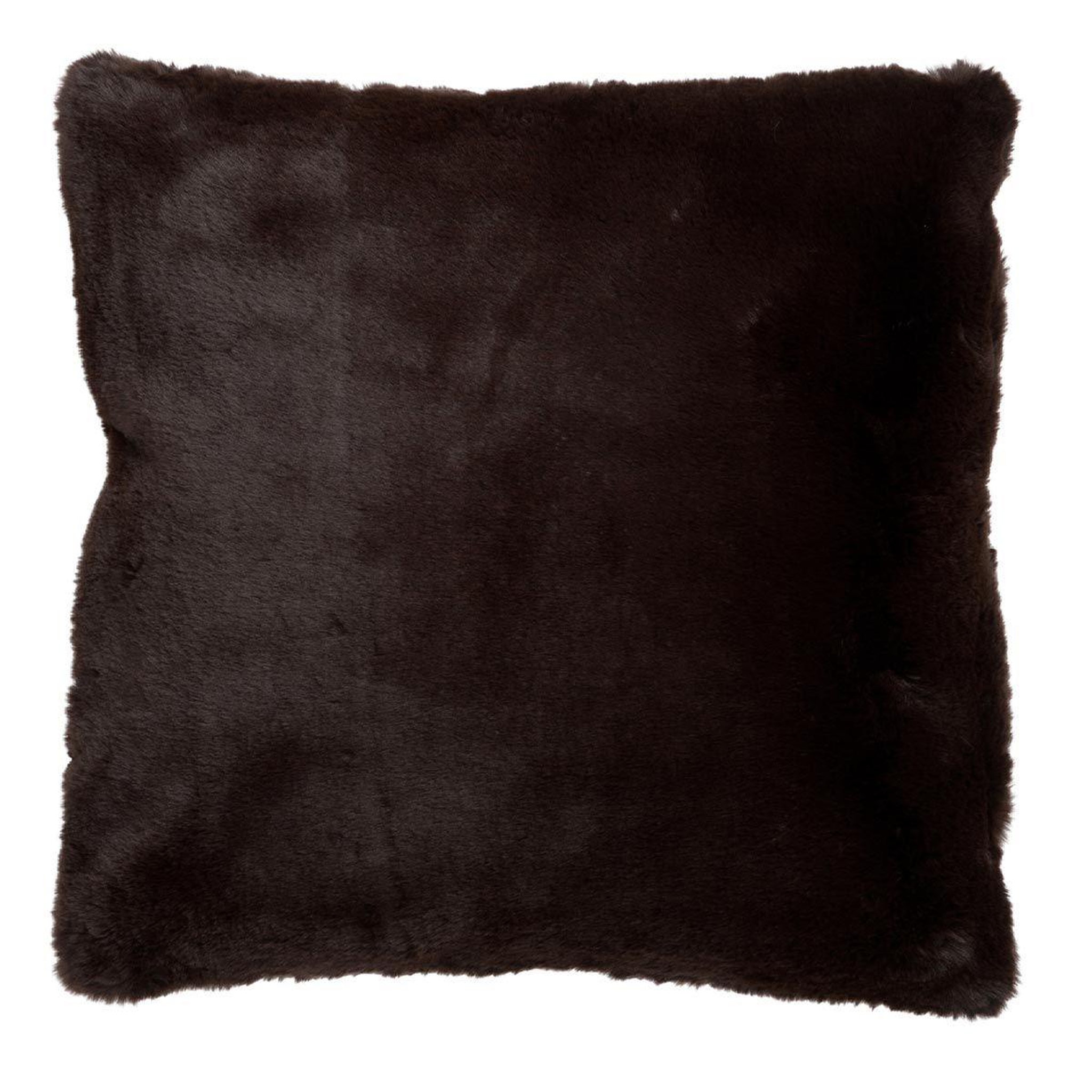 J-LINE Coussin imitation fourrure  cutie  45x45cm marron foncé