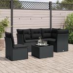 VIDAXL Salon de jardin 6 pcs avec coussins noir resine tressee