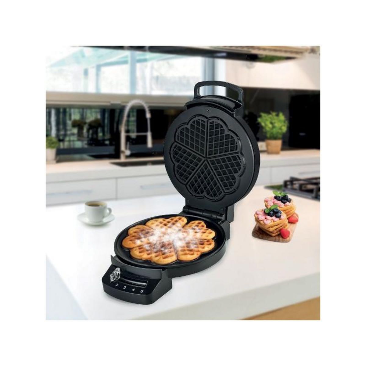 LITTLE BALANCE Gaufrier forme coeur 1200w noir - 8382