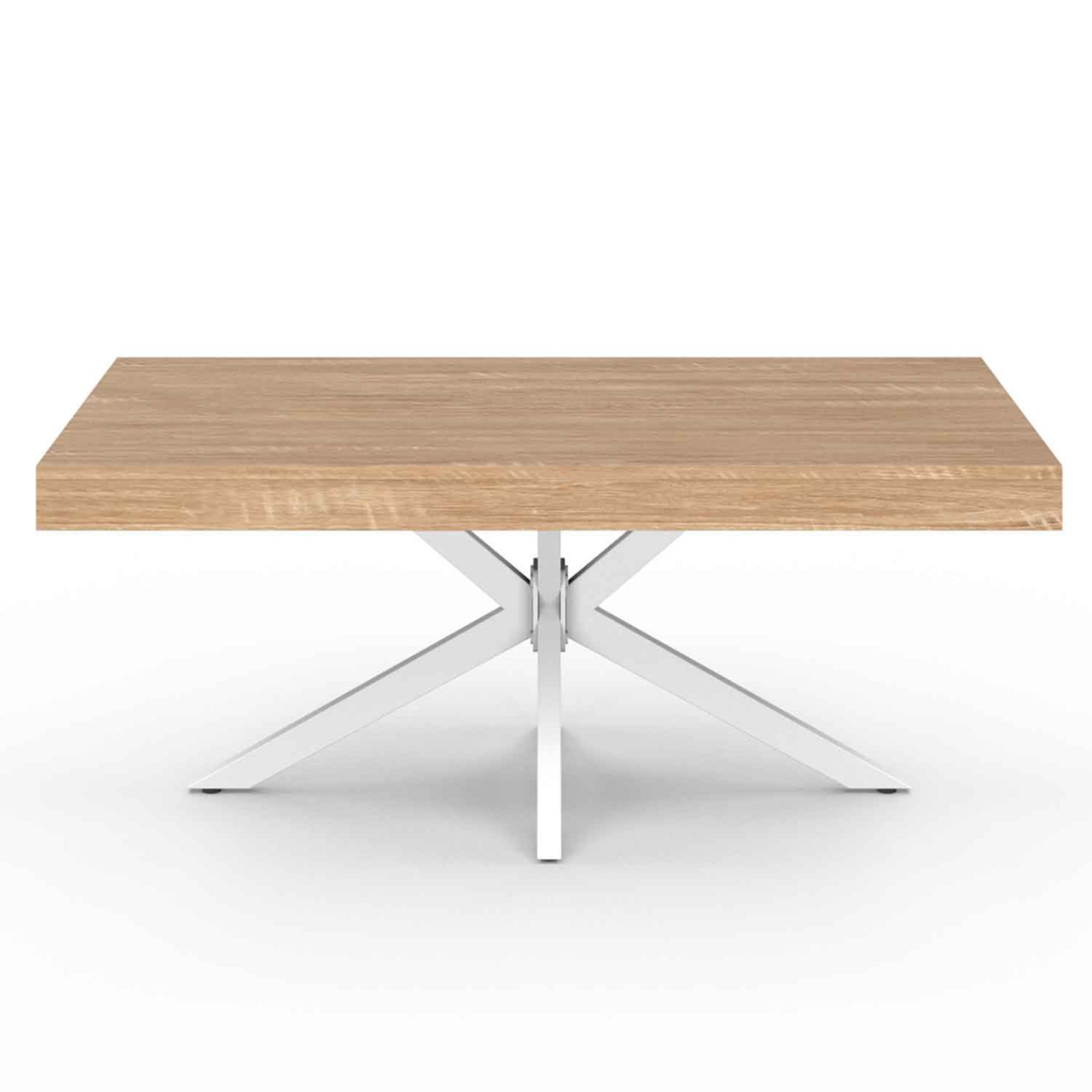 ID MARKET Table basse rectangle ALIX 110 cm pied araignée bois et blanc