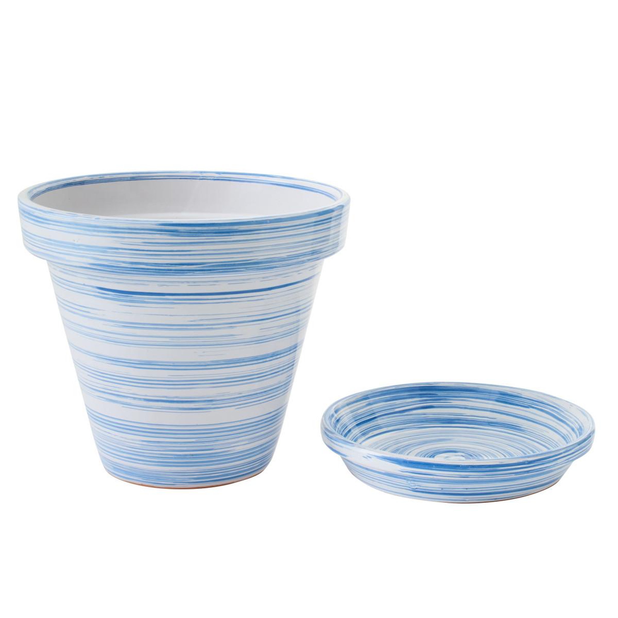 Voir la diapositive 2 : J-LINE Cache-pot avec soucoupe  julio  35cm bleu