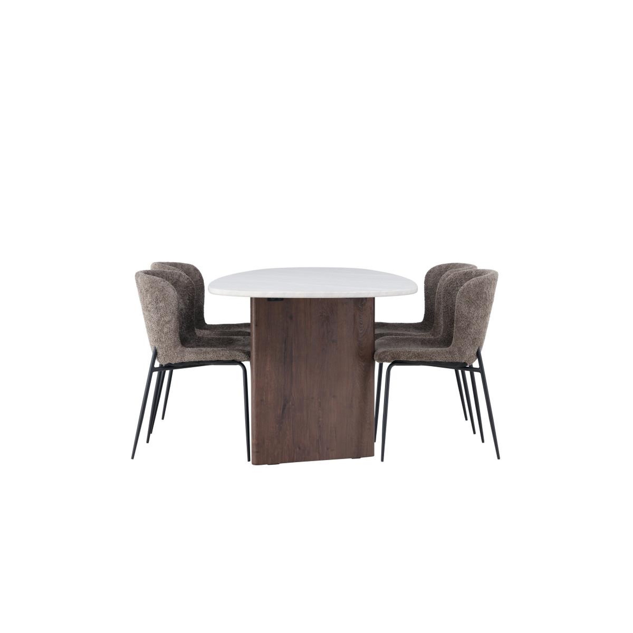 Voir la diapositive 3 : Paris Prix Ensemble table à manger & 4 chaises  gronvik & modesto  180cm gris clair & marron