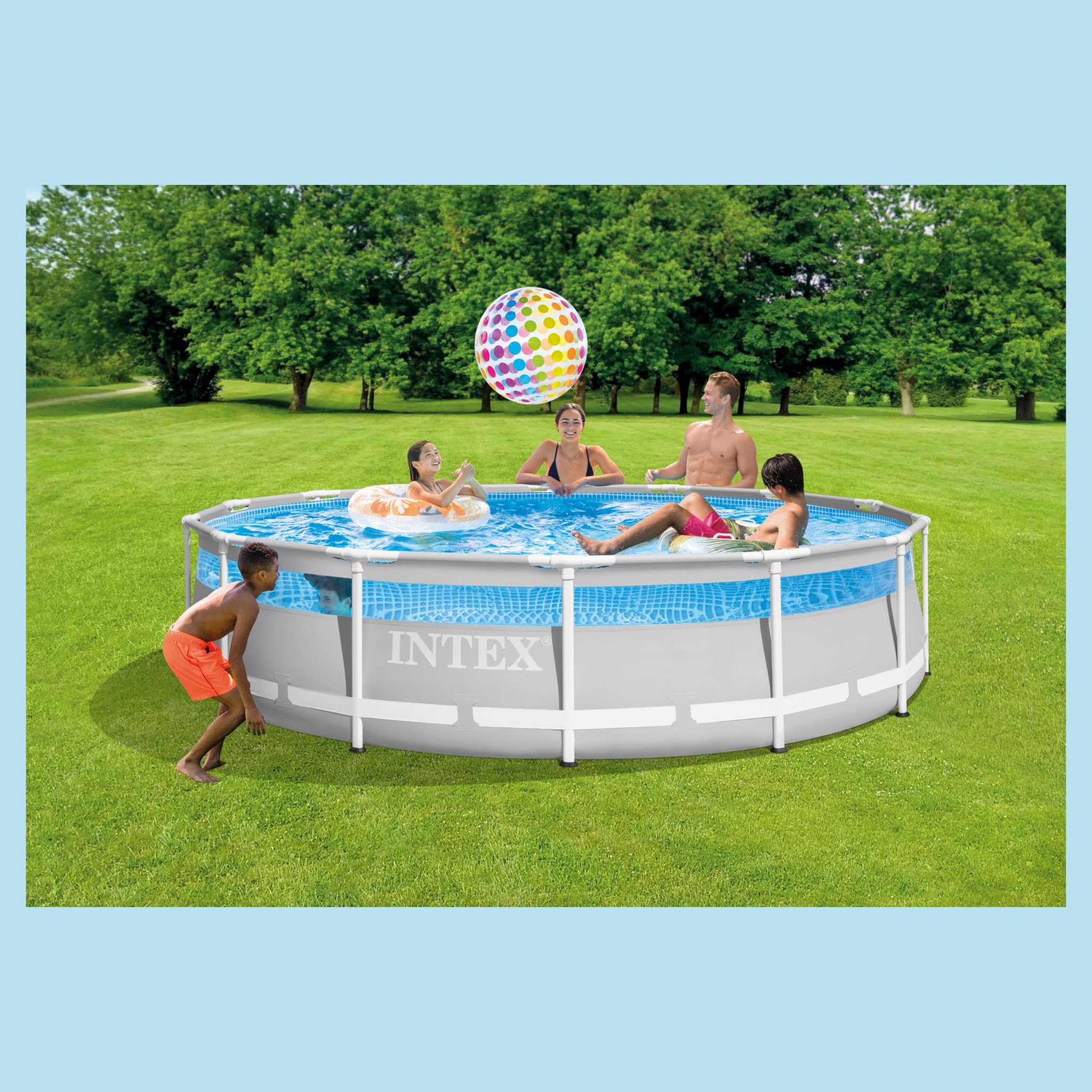 Voir la diapositive 2 : INTEX Piscine tubulaire ronde - 427x107cm - CLEARVIEW