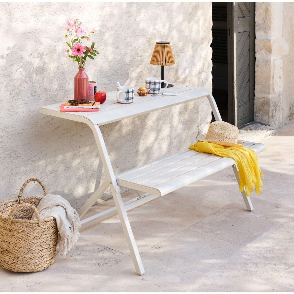 HESPERIDE Ensemble de balcon en acier 2 places DRILIA - Argile