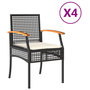Voir la diapositive 2 : VIDAXL Chaises de jardin coussins lot de 4 noir resine tressee acacia