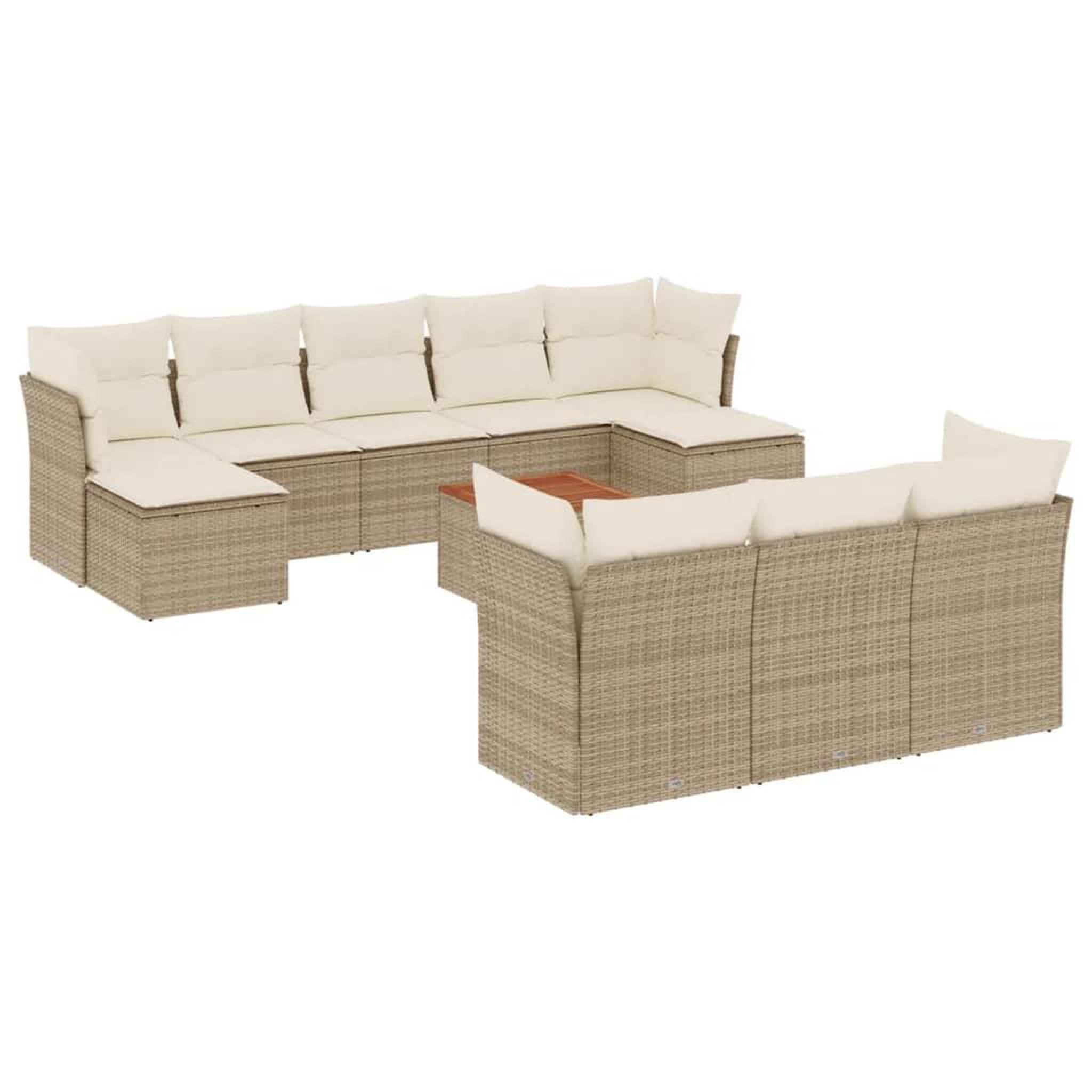 Voir la diapositive 2 : VIDAXL Salon de jardin 11 pcs avec coussins beige resine tressee