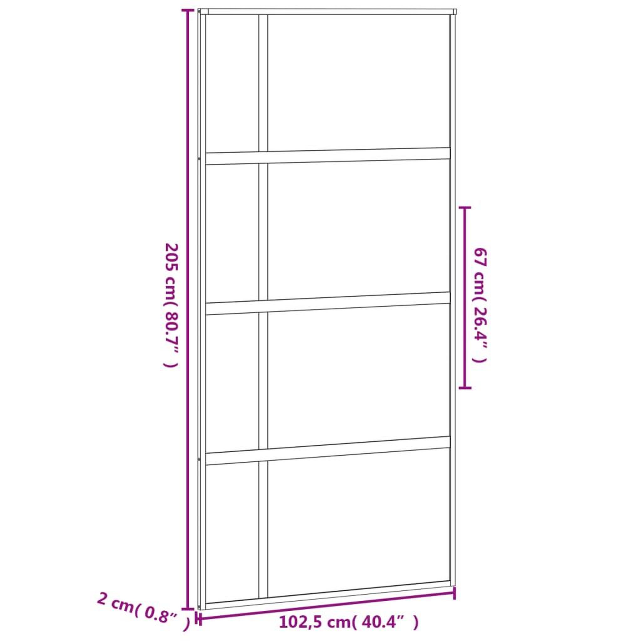 Voir la diapositive 6 : VIDAXL Porte coulissante noir 102,5x205 cm verre trempe aluminium