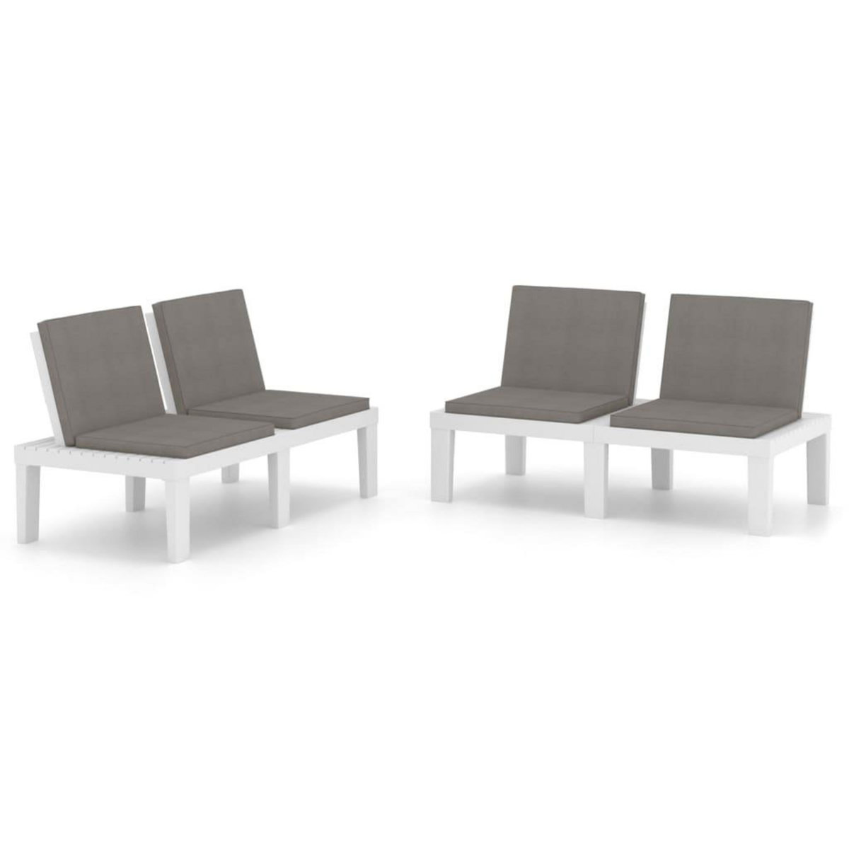 VIDAXL Bancs de salon de jardin avec coussins lot de 2 Plastique Blanc