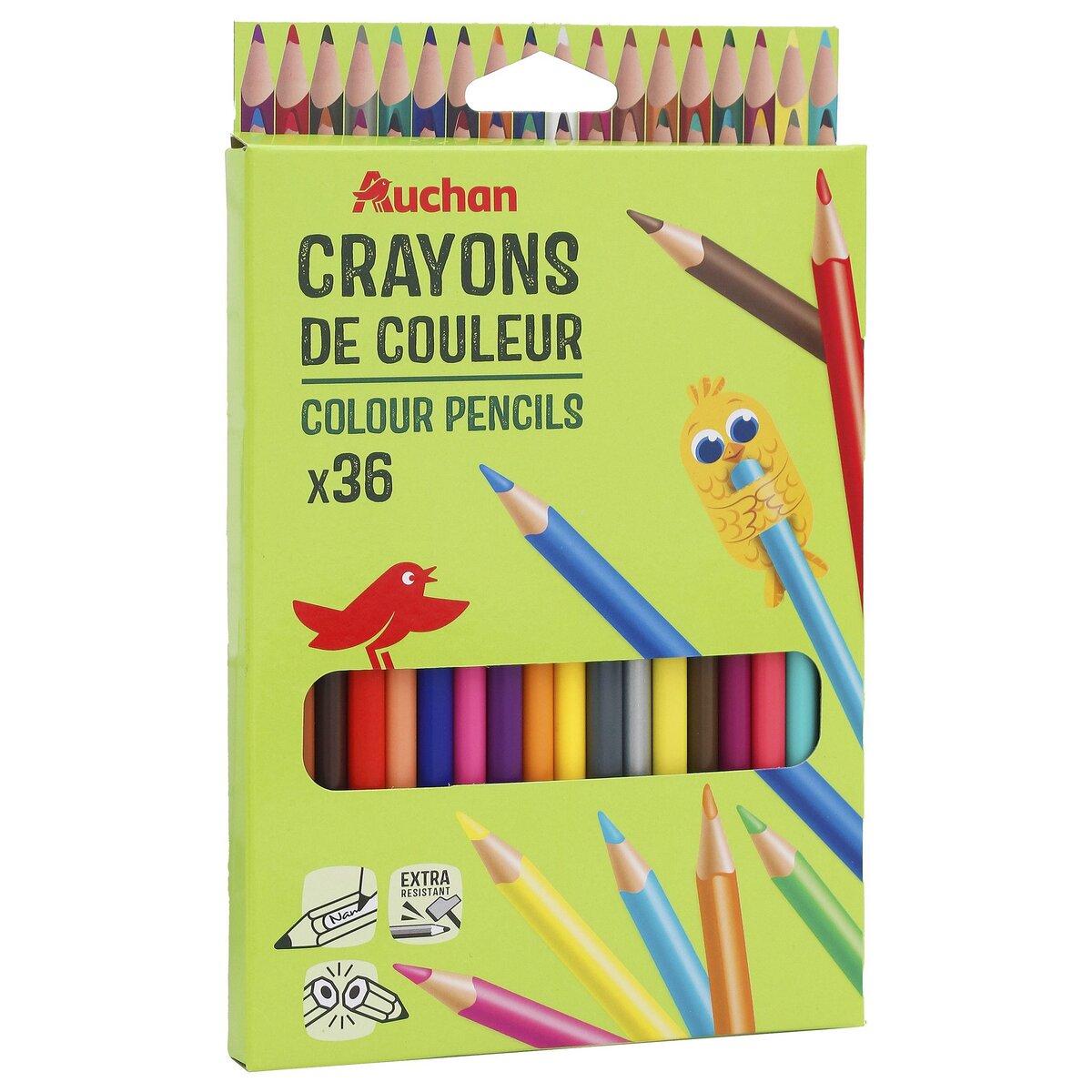 AUCHAN  Boite de 36 crayons de couleurs