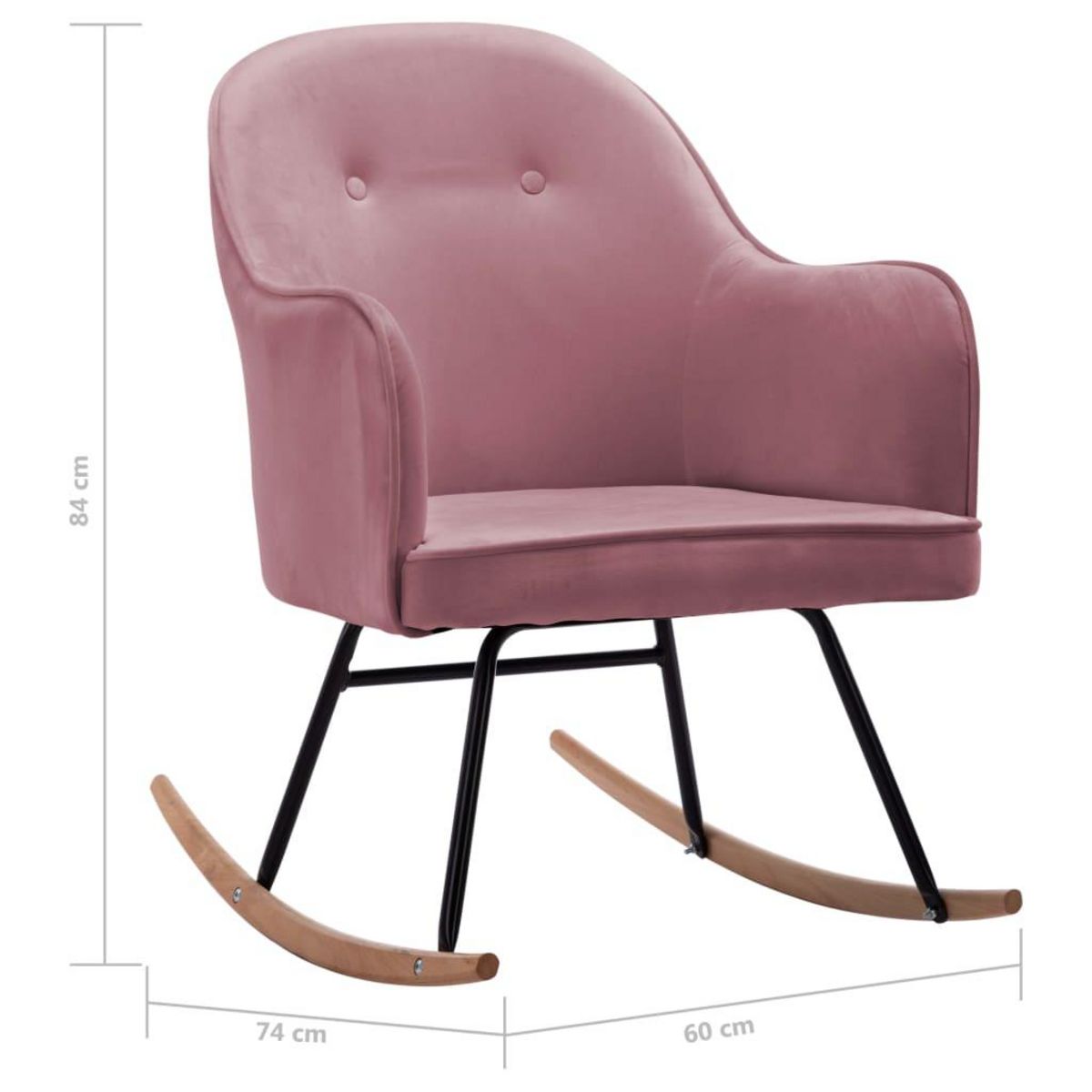 VIDAXL Chaise a bascule Rose Velours