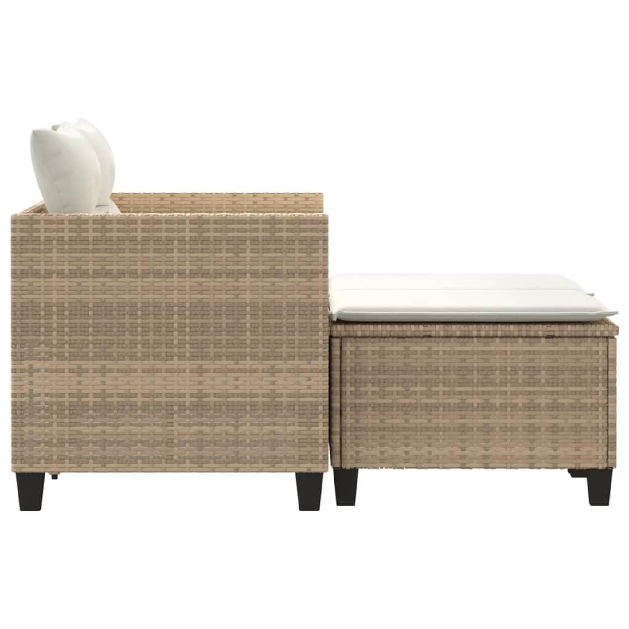Voir la diapositive 5 : VIDAXL Canape de jardin 2 places avec tabourets beige resine tressee