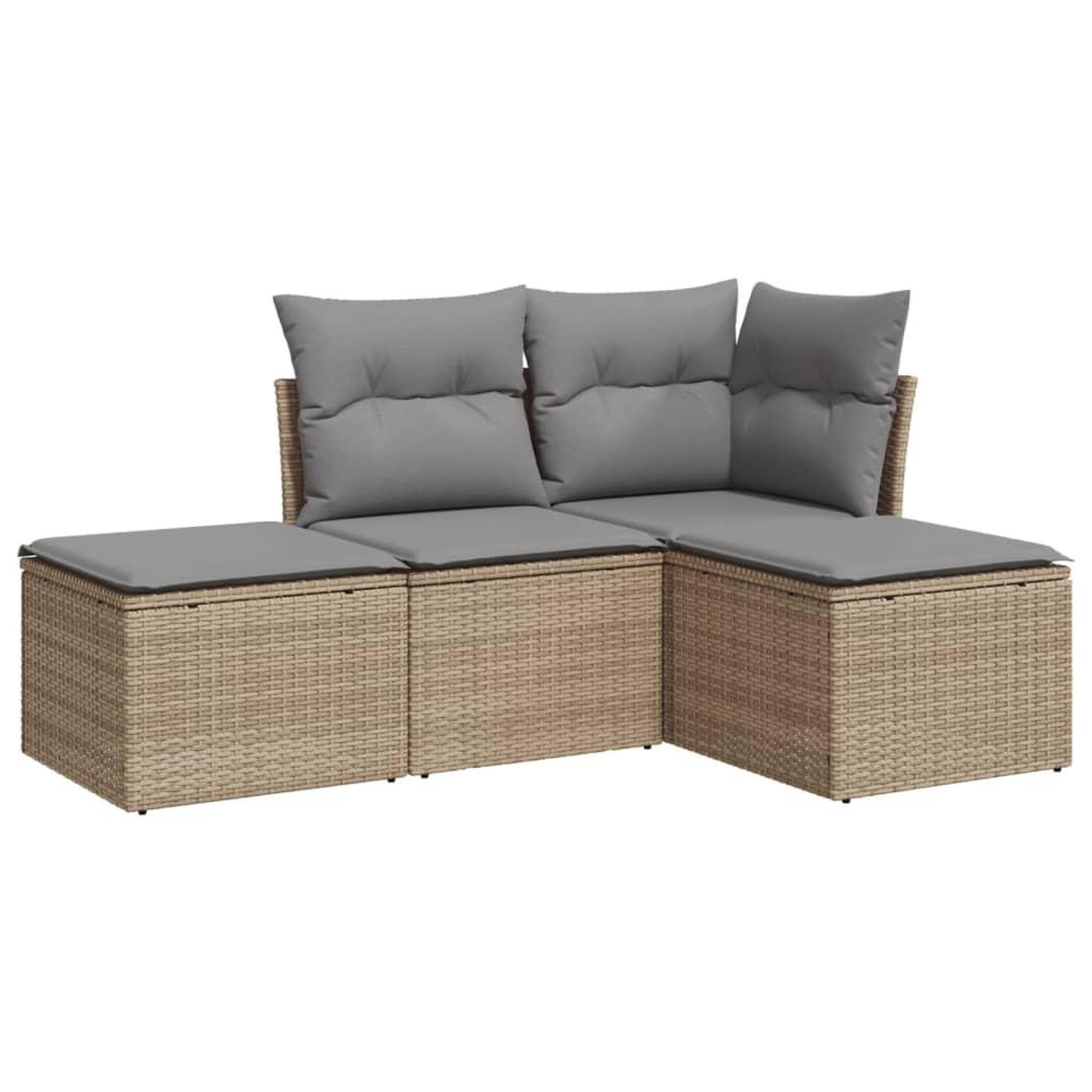 Voir la diapositive 2 : VIDAXL Salon de jardin avec coussins 4 pcs beige resine tressee