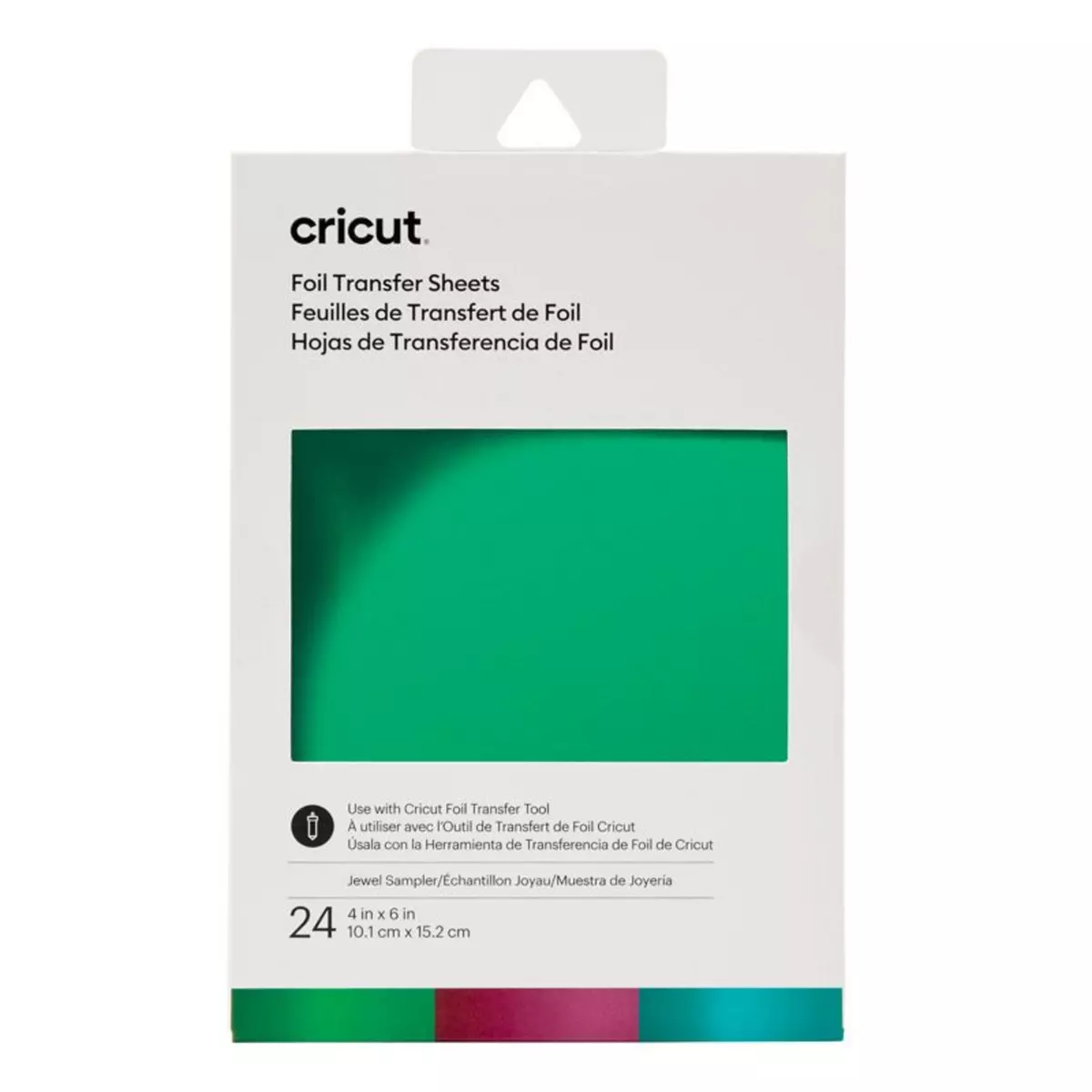 CRICUT 24 feuilles de transfert Foil bleu, vert, violet, blanc 15,2 x 10,1 cm Cricut