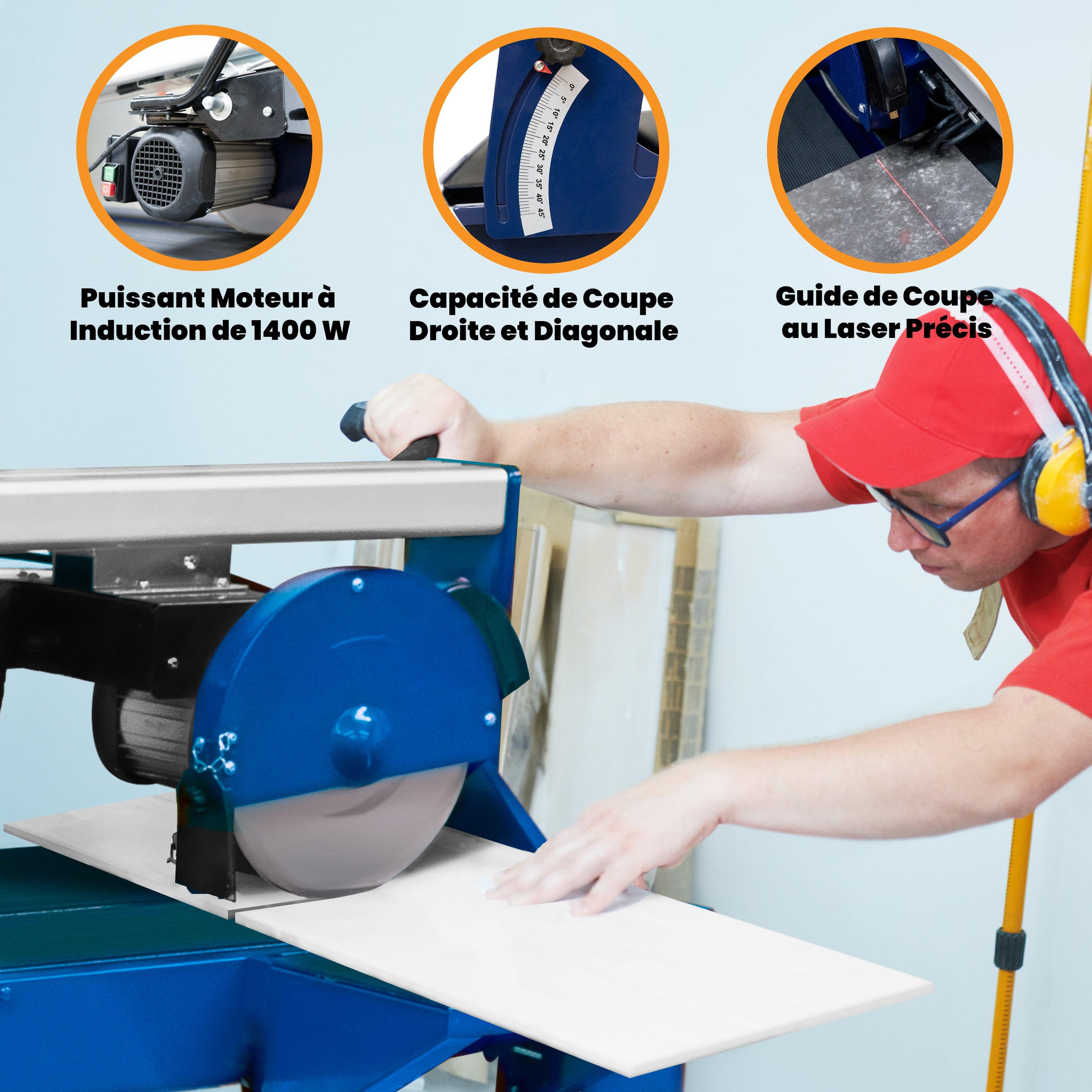 Voir la diapositive 2 : T-MECH Scie de carrelage sur table - 1200 mm / 1400 w