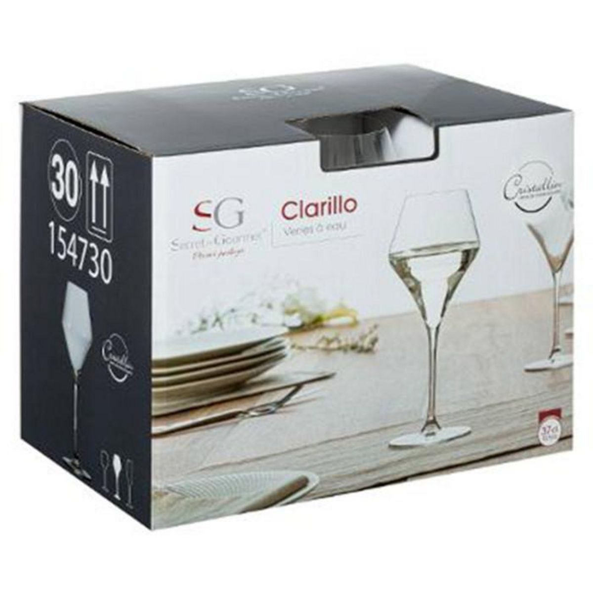 SECRET DE GOURMET Lot de 6 Verres à Eau  Clarillo  37cl Transparent