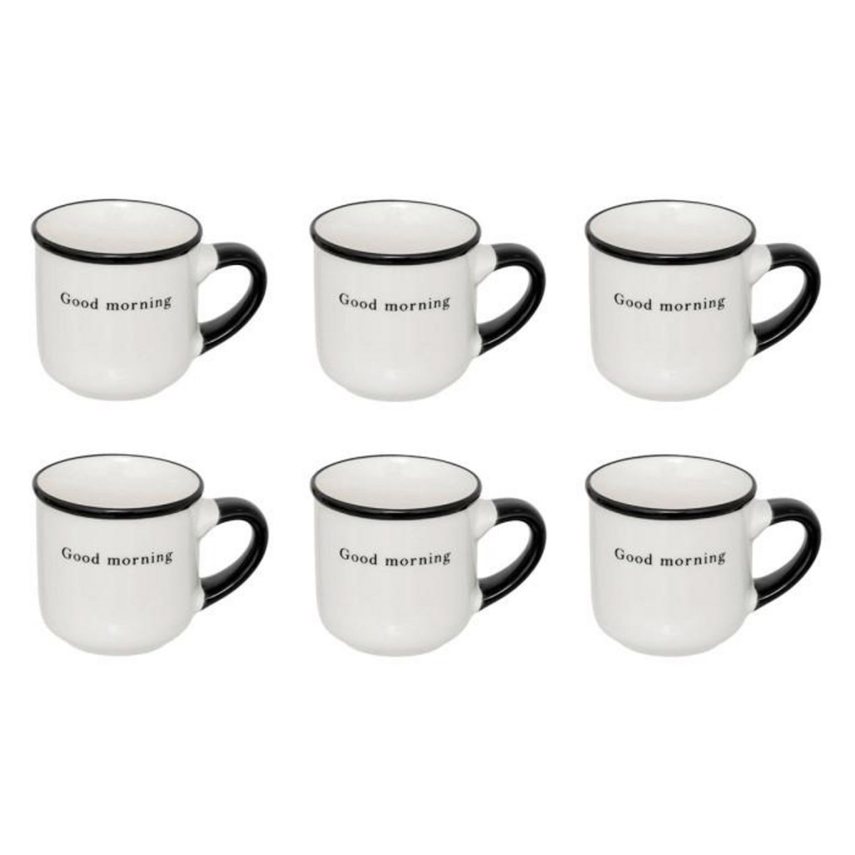 SECRET DE GOURMET Lot de 6 Tasses à Café  Alix  10cl Blanc & Noir