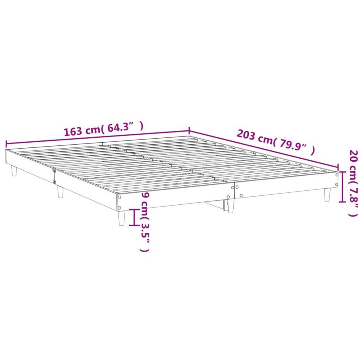 VIDAXL Cadre de lit sans matelas chene fume 160x200 cm bois ingenierie