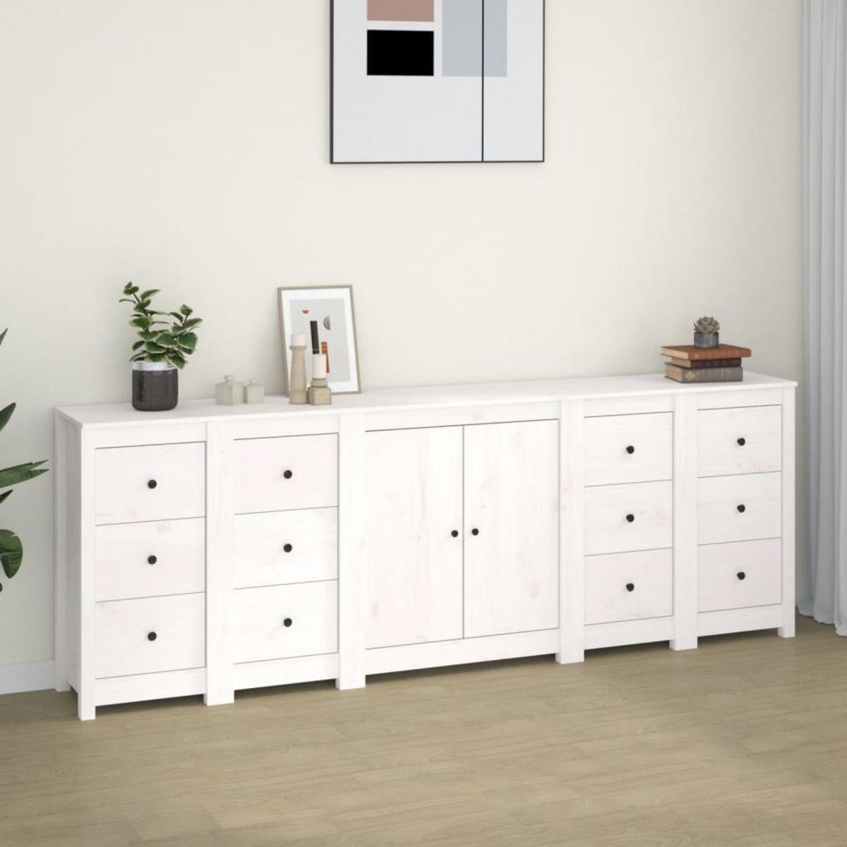 VIDAXL Buffet Blanc 230x35x80 cm Bois massif de pin
