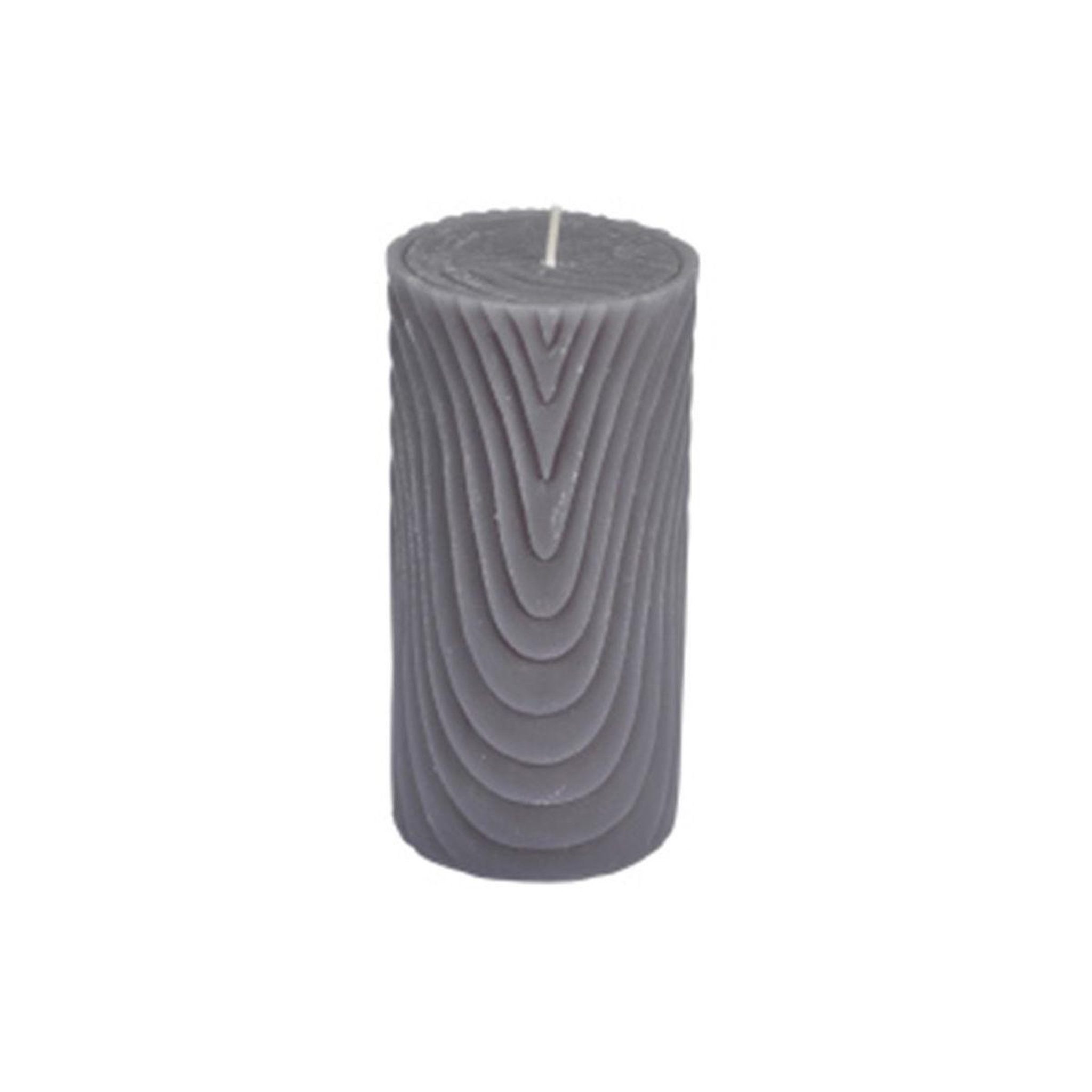 HOMEA Bougie pilier déco embossée  santan  14cm gris