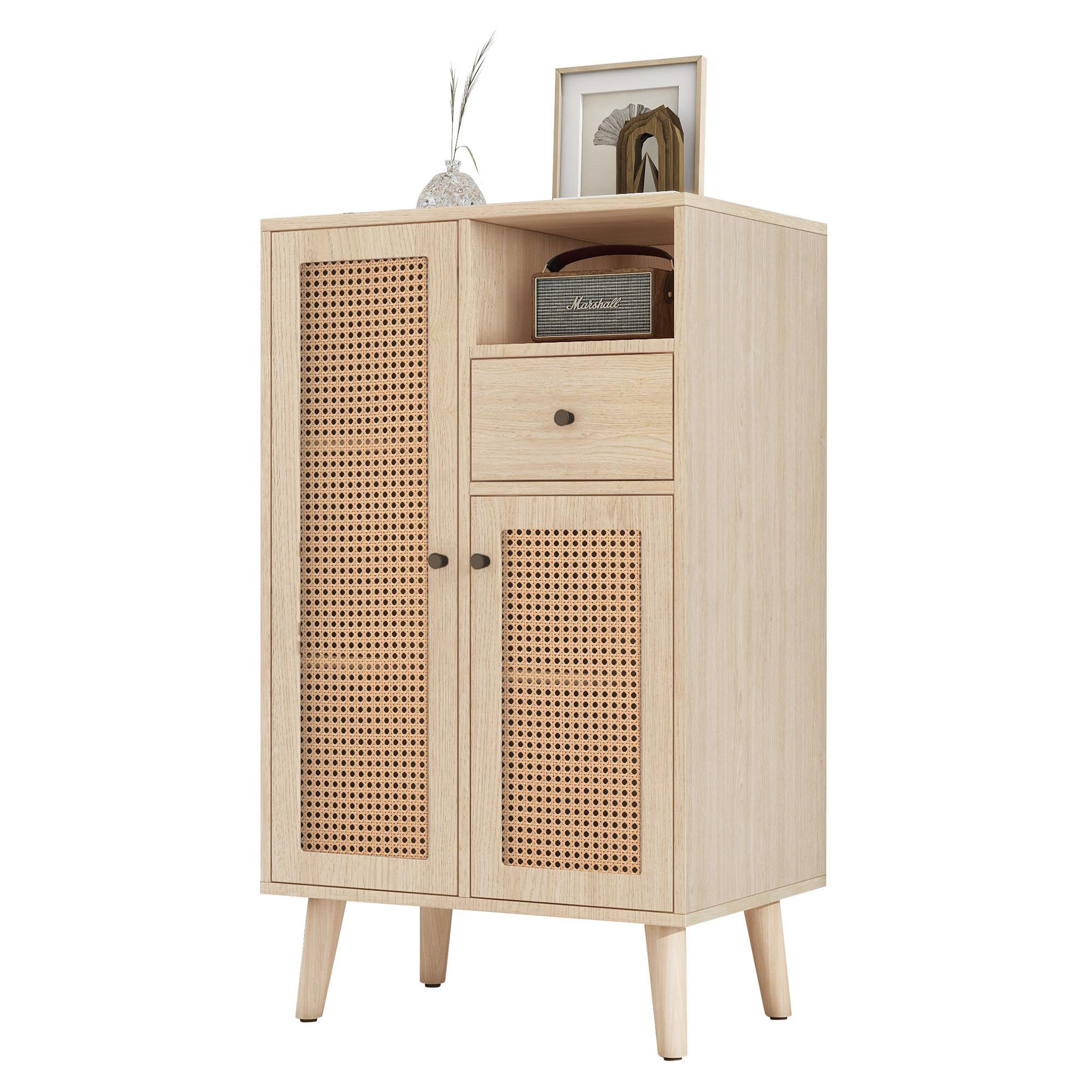 MERAX Buffet 2 porte(s) 1 tiroir(s) - 60 cm naturel panneau de particules