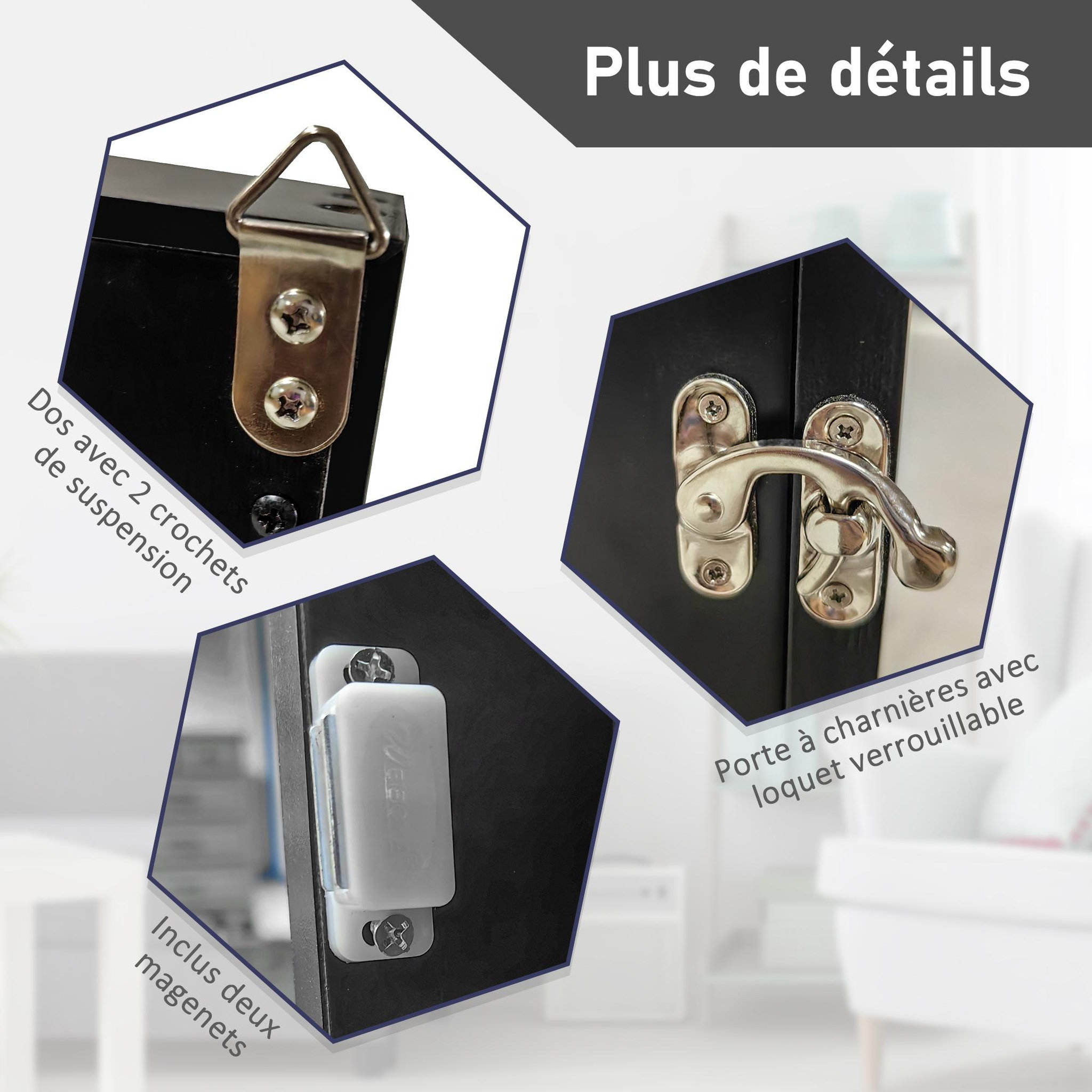 Voir la diapositive 5 : HOMCOM Frame box T-frame cadre pour maillot porte acrylique doublure interne feutre dim. 71L x 7l x 89H cm noir